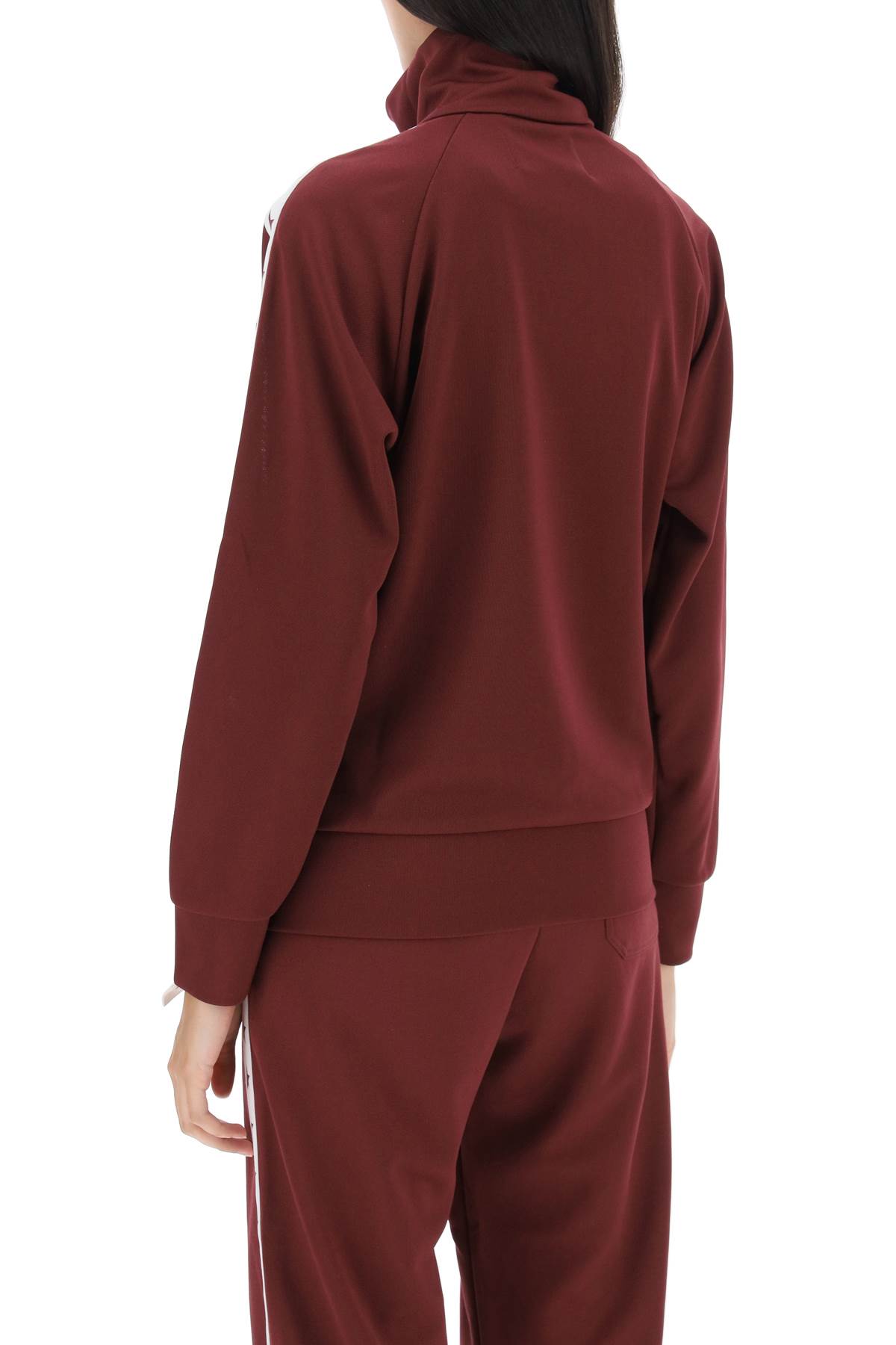 Shop Golden Goose Sweatshirt With Zipper And Side Bands In Windsor Wine White (red)