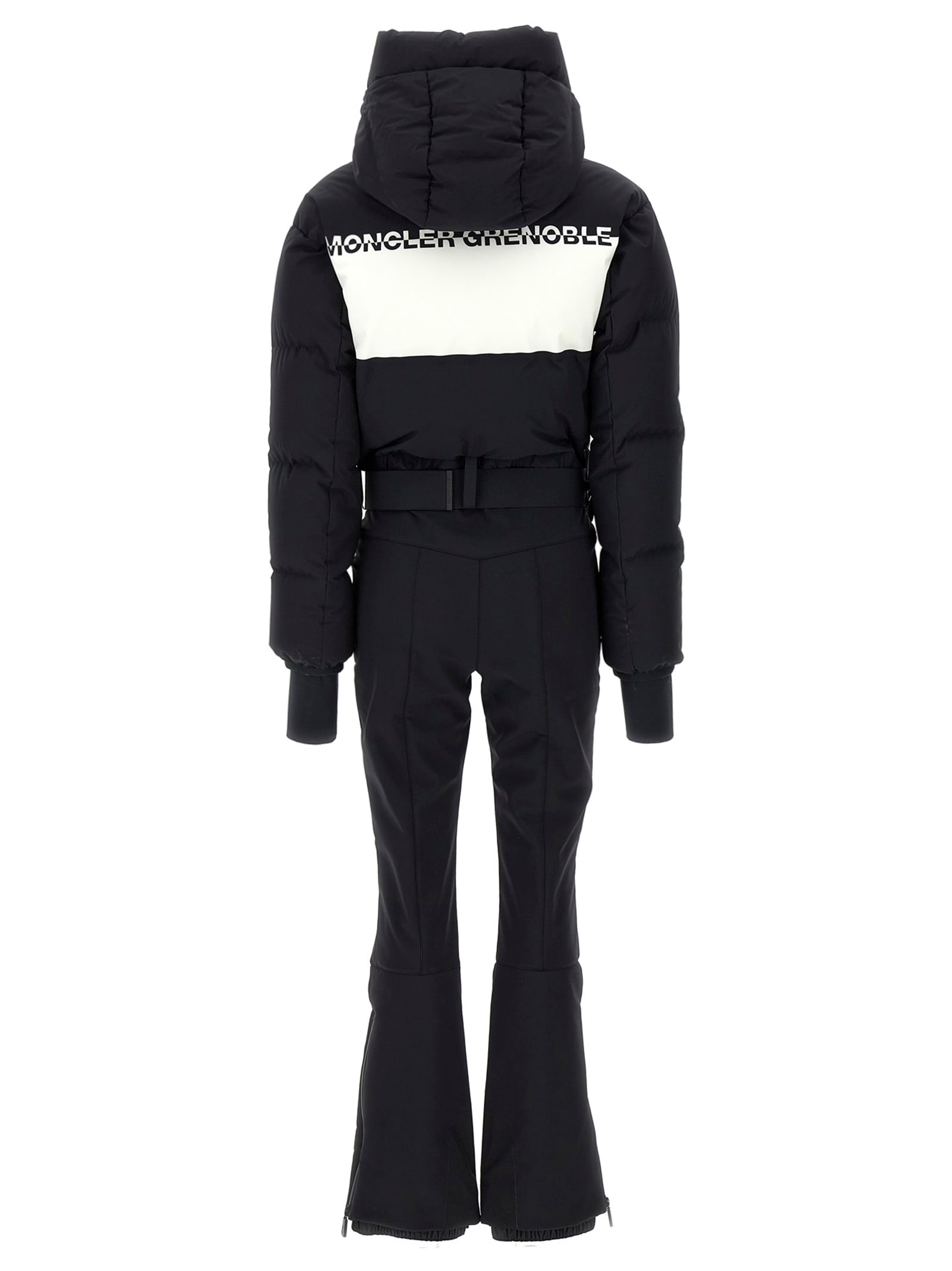 Shop Moncler Logo Ski Suit In White/black