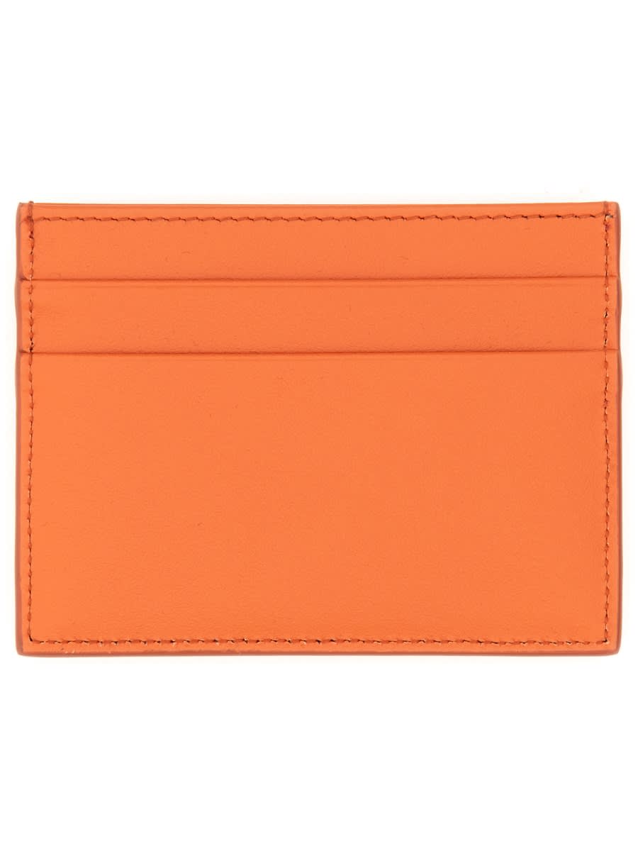 Shop Dolce & Gabbana Leather Card Holder In Orange