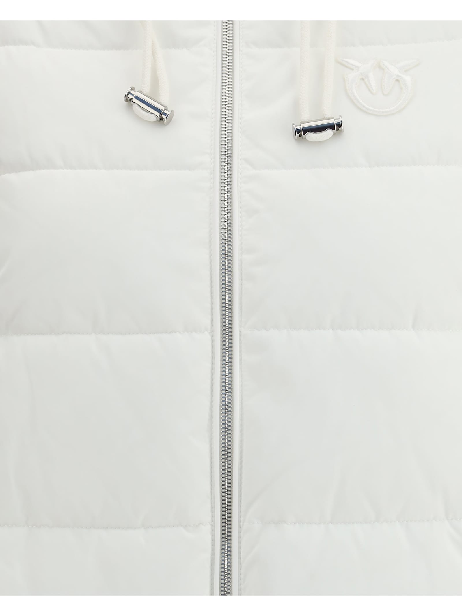 Pinko -line Down Jacket With Logo Patch In White