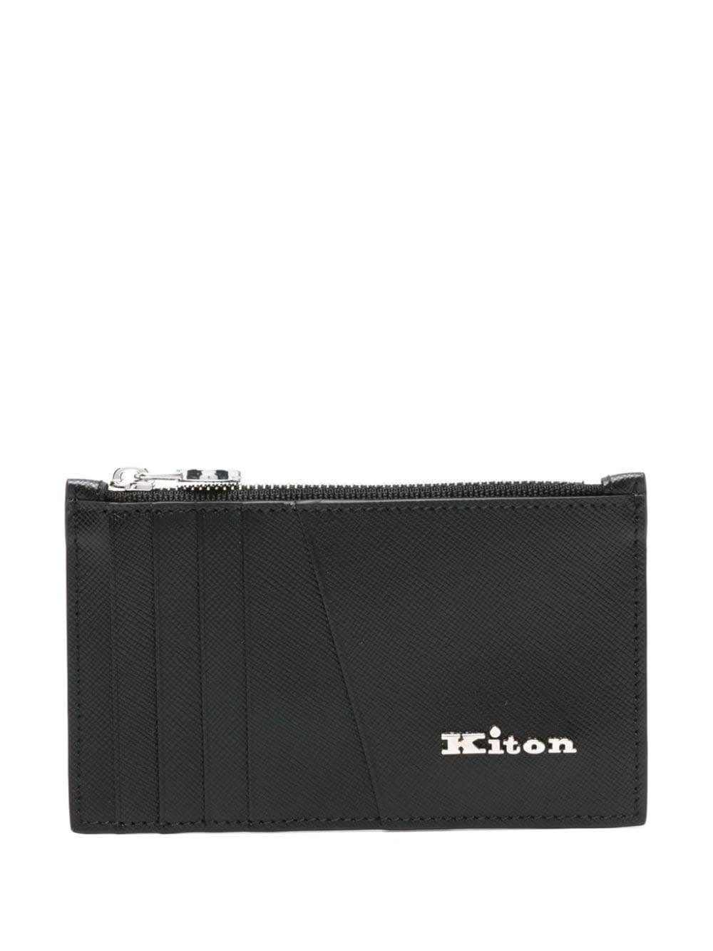 Black Leather Card Holder With Logo