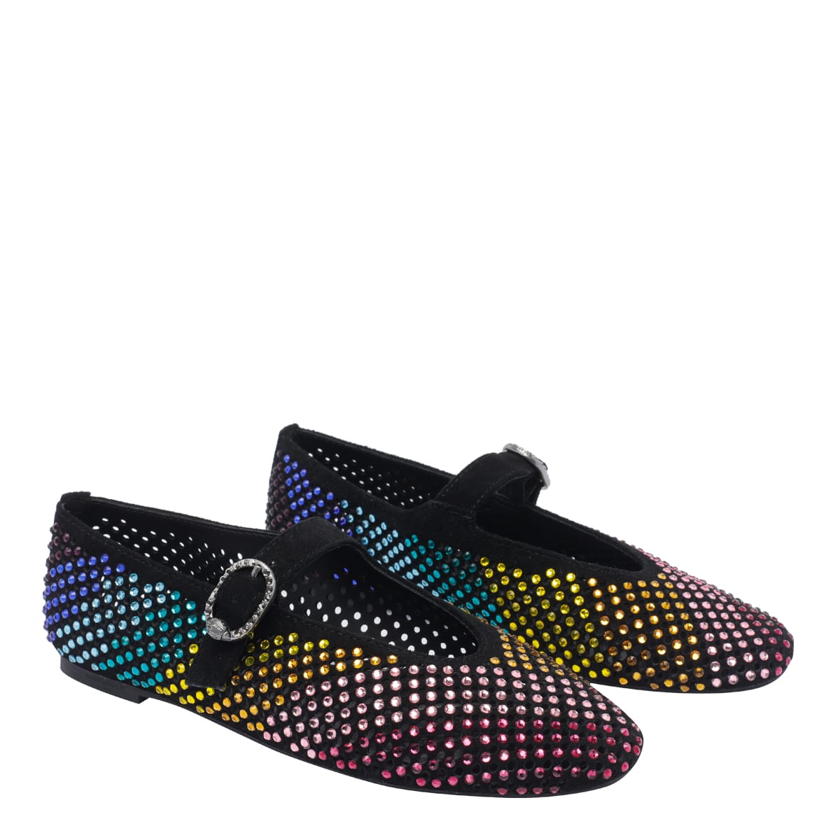 Kurt Geiger Mayfair Crystal-embellished Ballet Flats In Black
