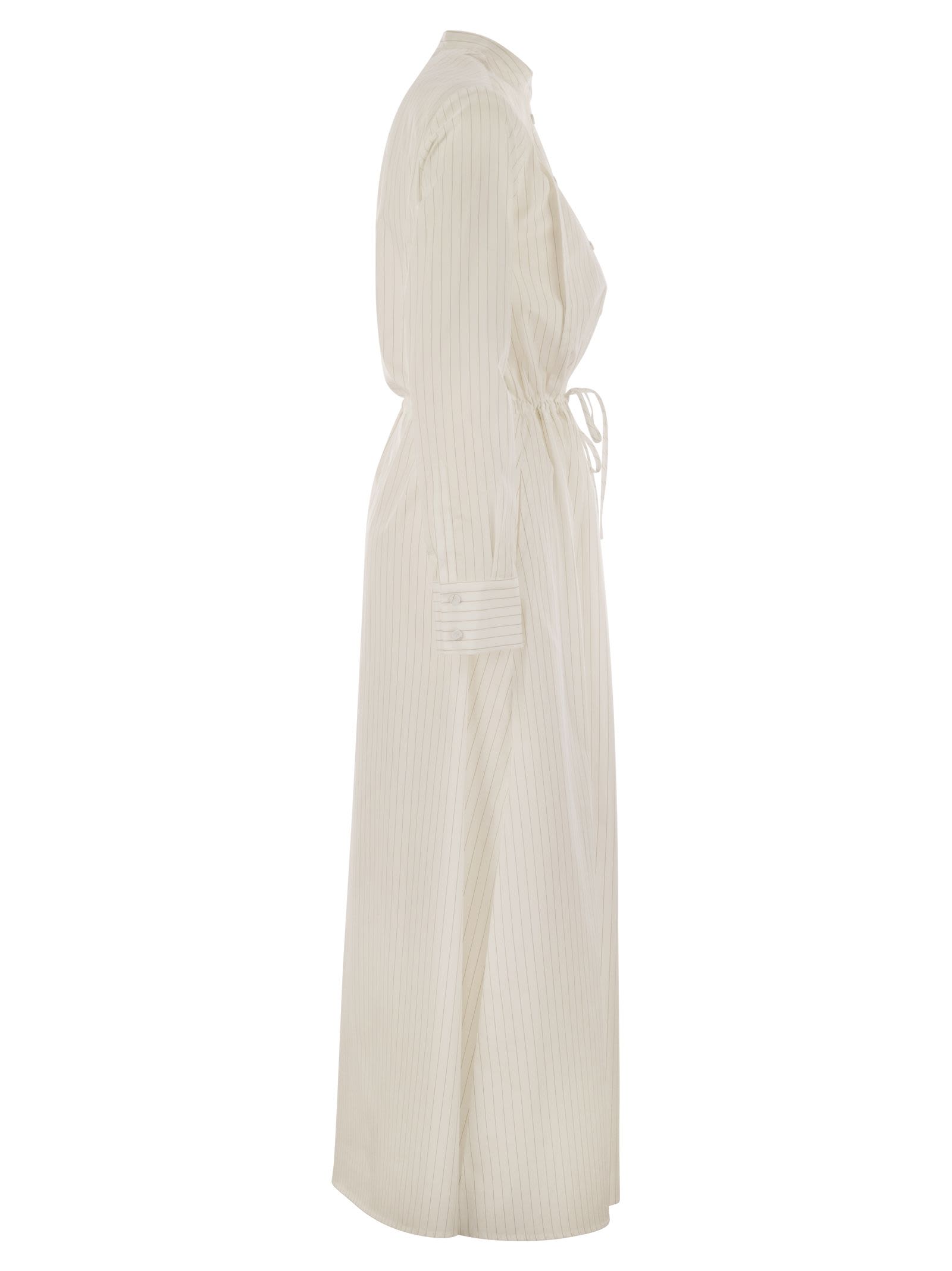 Shop Fabiana Filippi Long Cotton Chemisier Dress In White