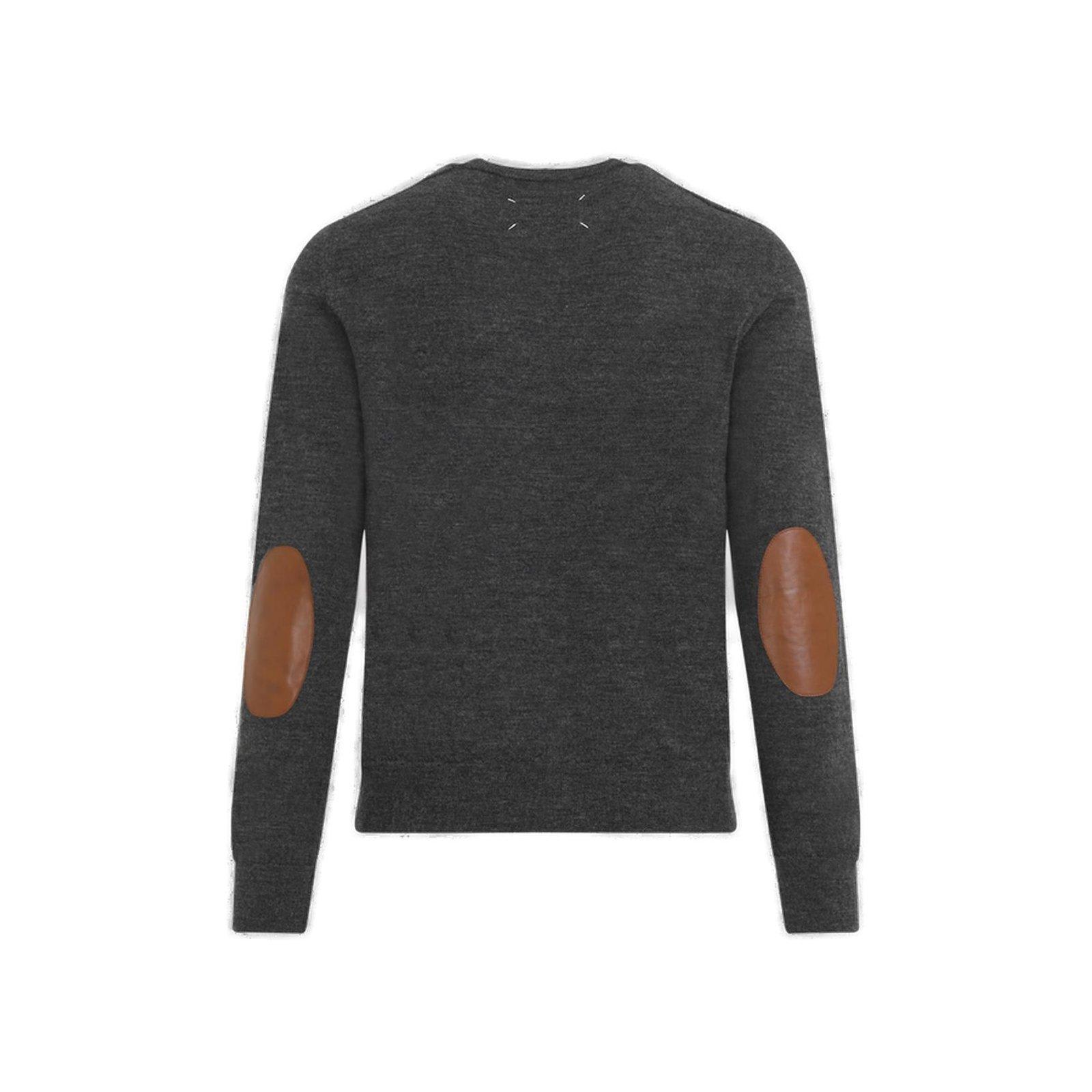 Shop Maison Margiela Elbow Patch Crewneck Jumper In Grey