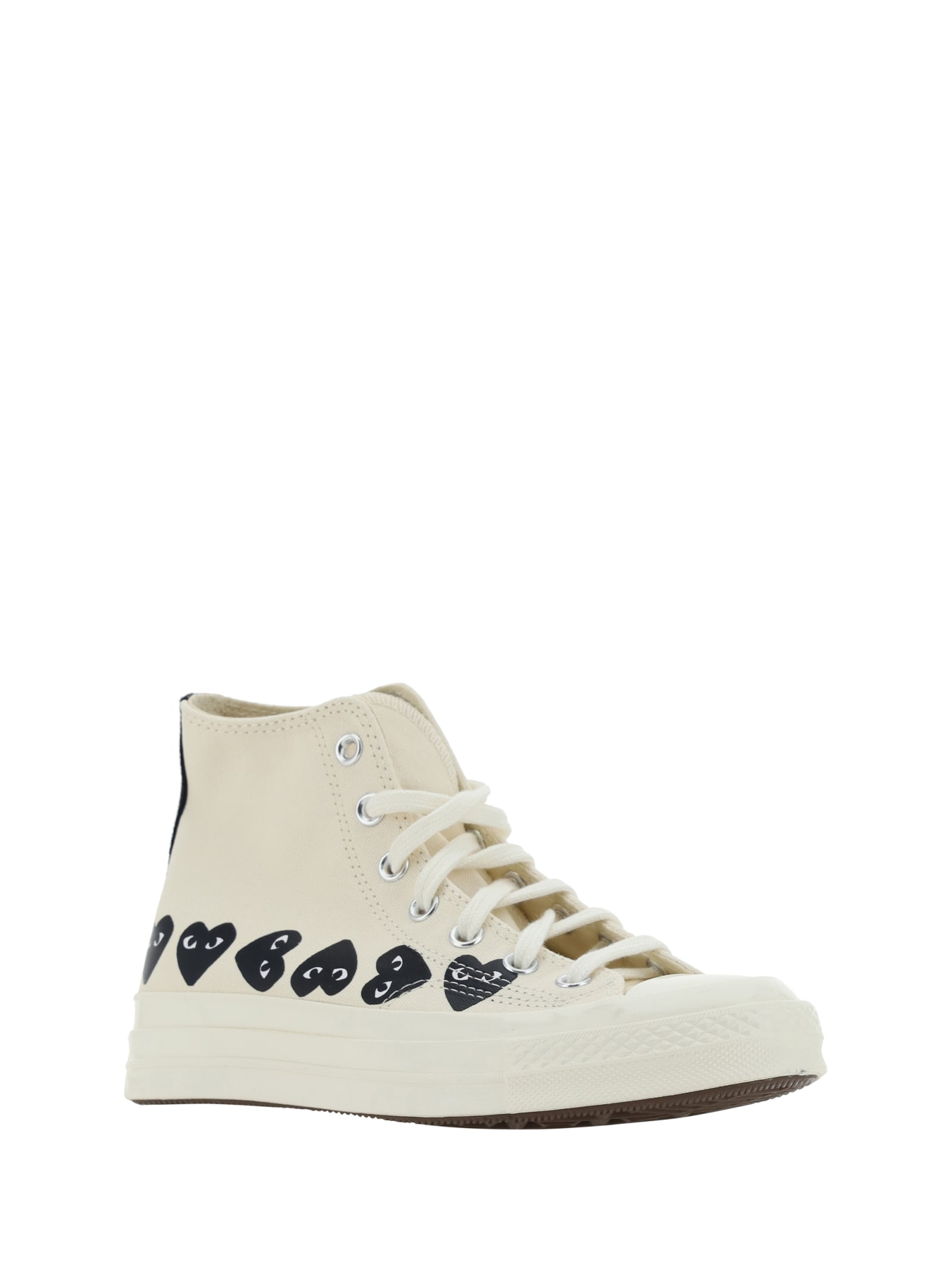 Shop Comme Des Garçons Play Multi Heart High Sneakers In White