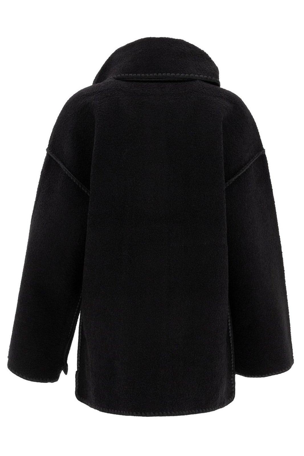 Totême Dropped-shoulder Fringed-edge Scarf Jacket In Black