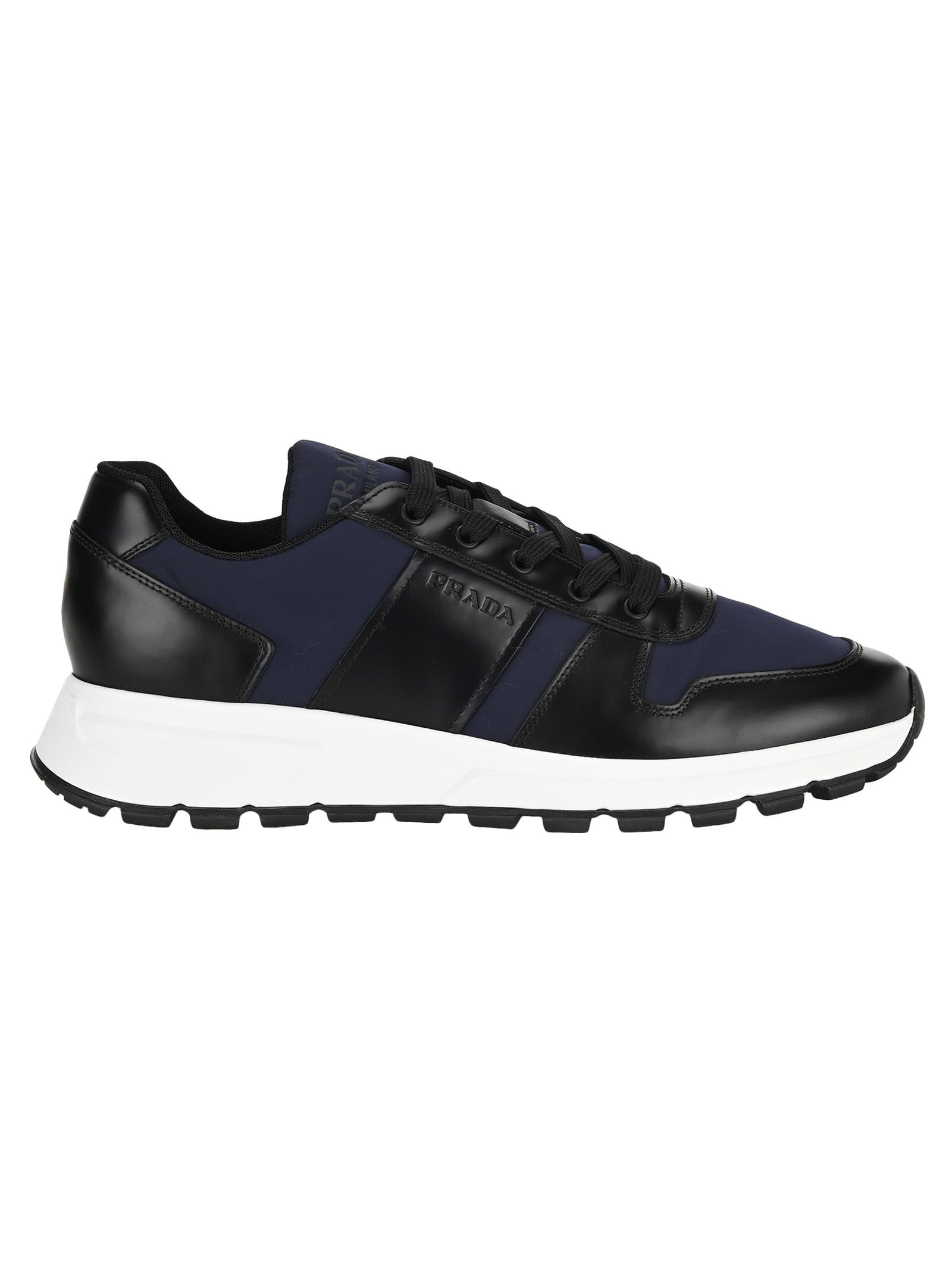 PRADA FABRIC AND BRUSHED LEATHER SNEAKERS,11215272