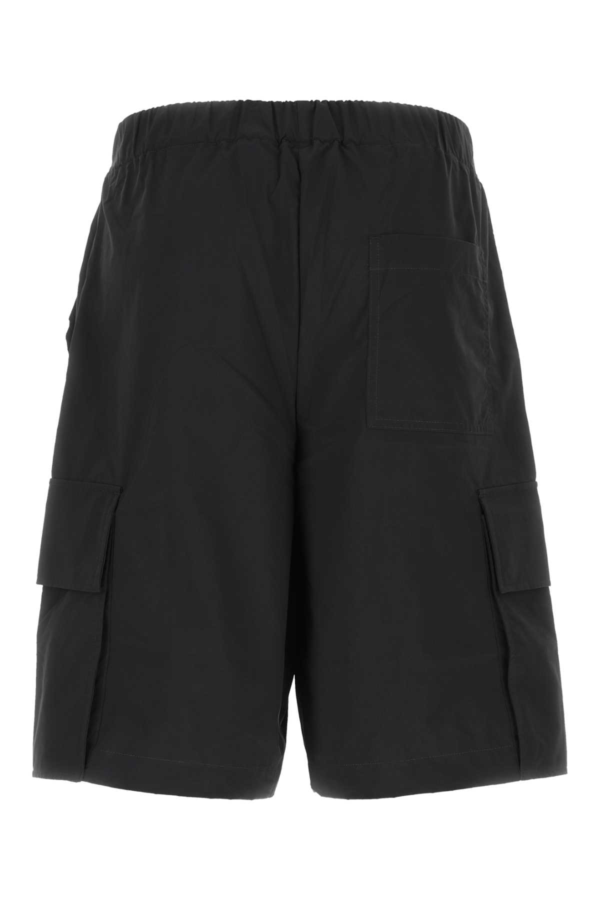 Shop Off-white Black Polyester Blend Bermuda Shorts In 1007