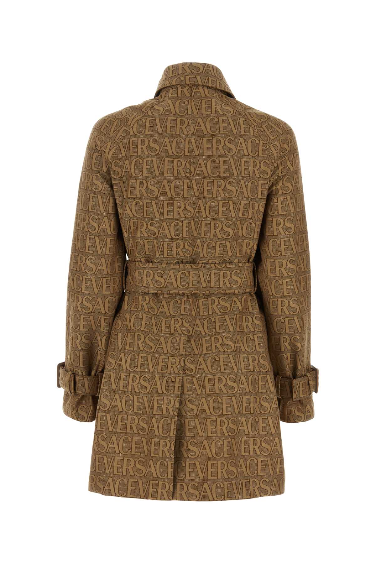 Shop Versace Embroidered Polyester Blend Trench Coatâ In 2n740
