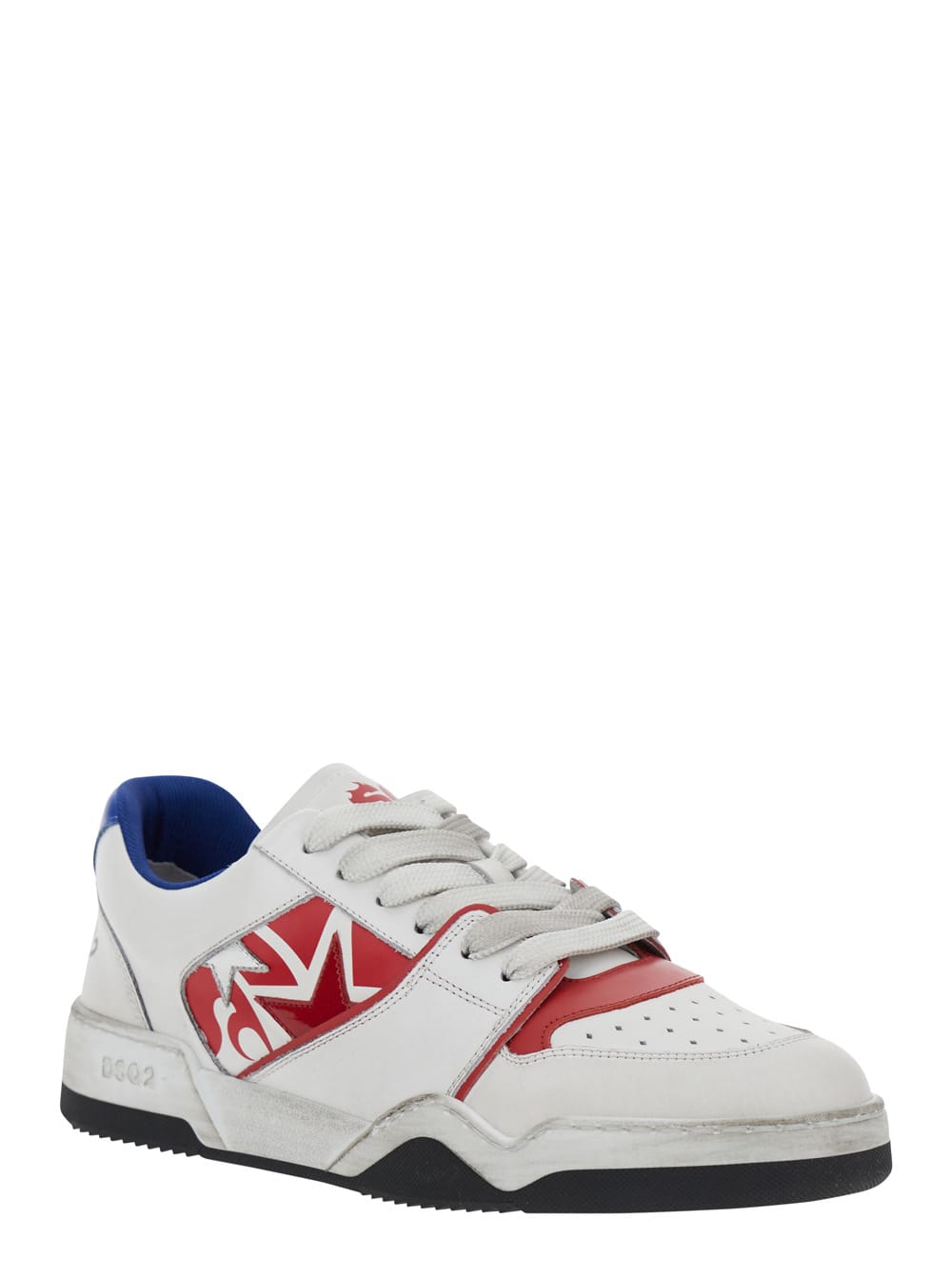Dsquared2 White Sneakers With Distressed Effect And Logo On The Heel In White