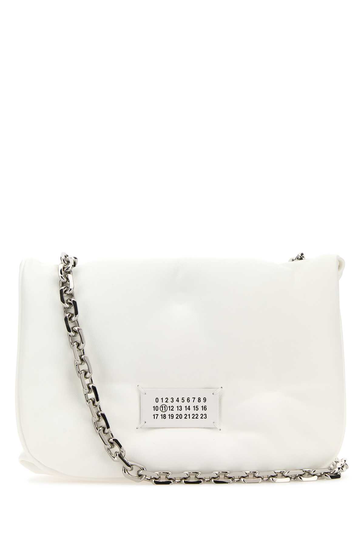 Shop Maison Margiela White Nappa Leather Small Glam Slam Flap Crossbody Bag