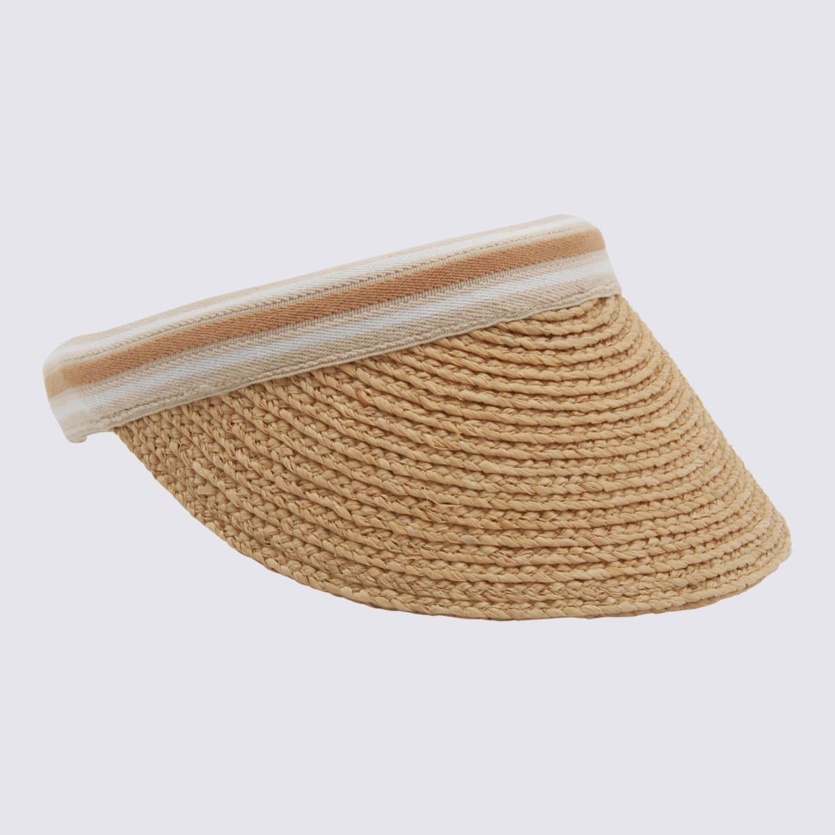 Helen Kaminski Striped Band Wide Brim Woven Hat In Brown