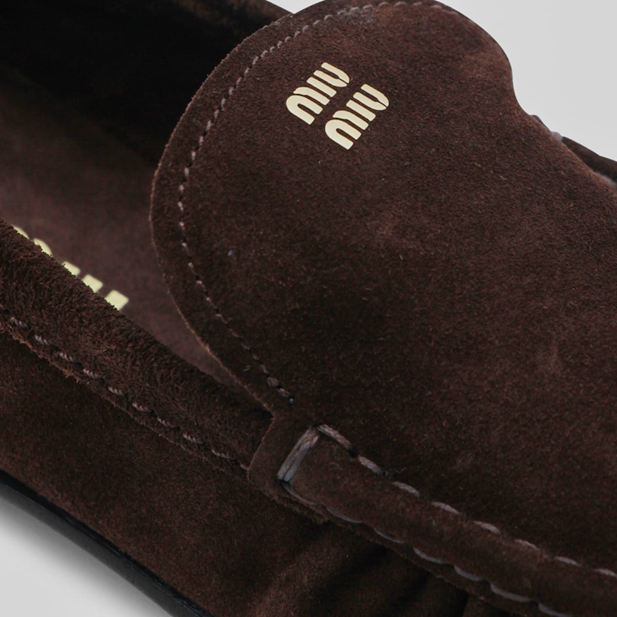 Miu Miu Dark Brown Leather Loafers In Brown