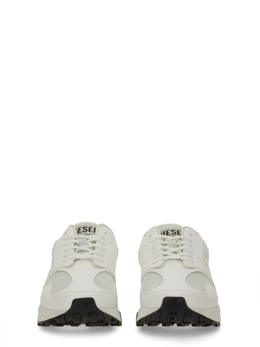 Diesel Controlled Mesh Panels Round Toe Sneaker In White