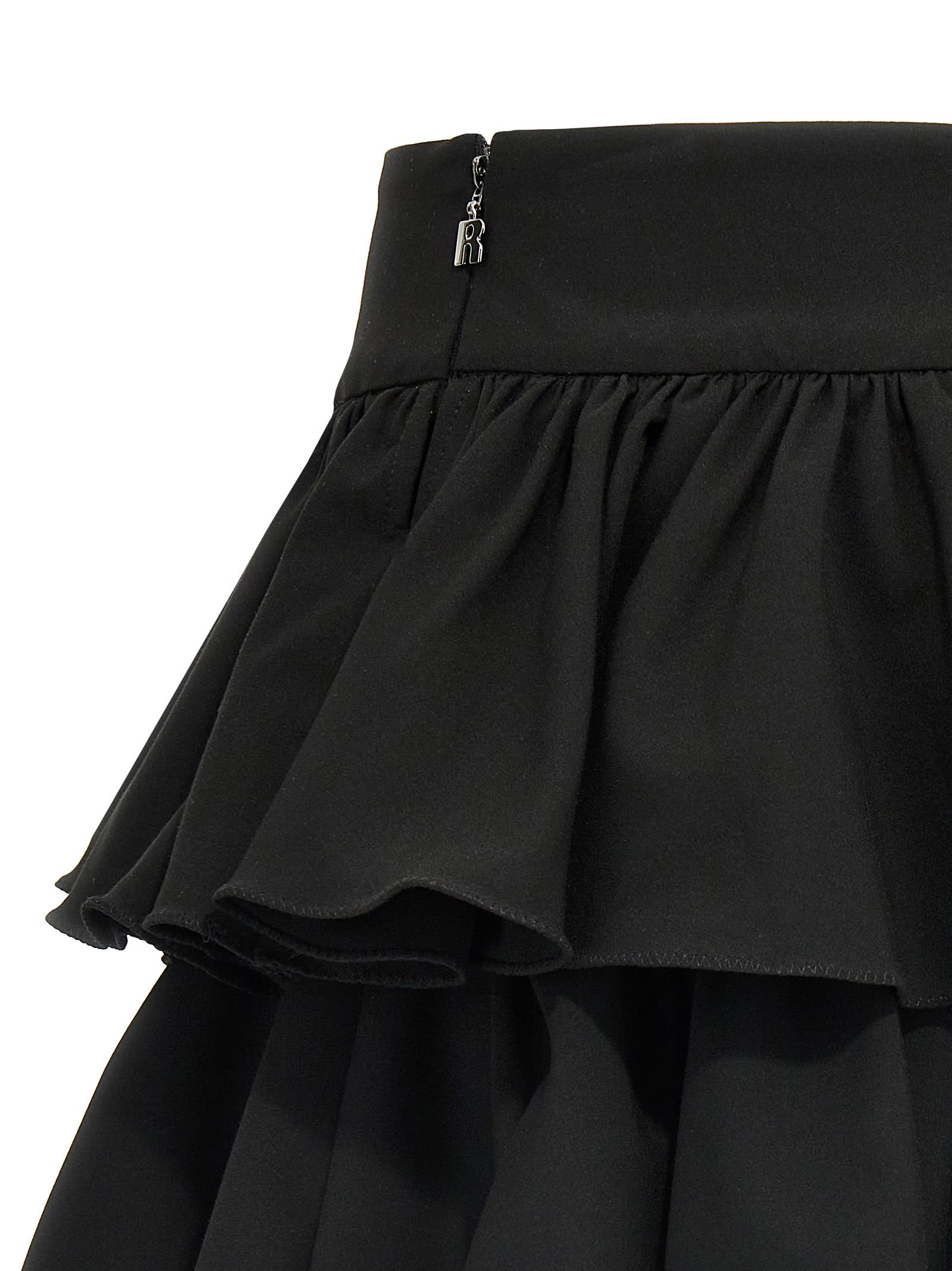 Rotate Birger Christensen High Waistband Ruffle Mini Skirt In Black
