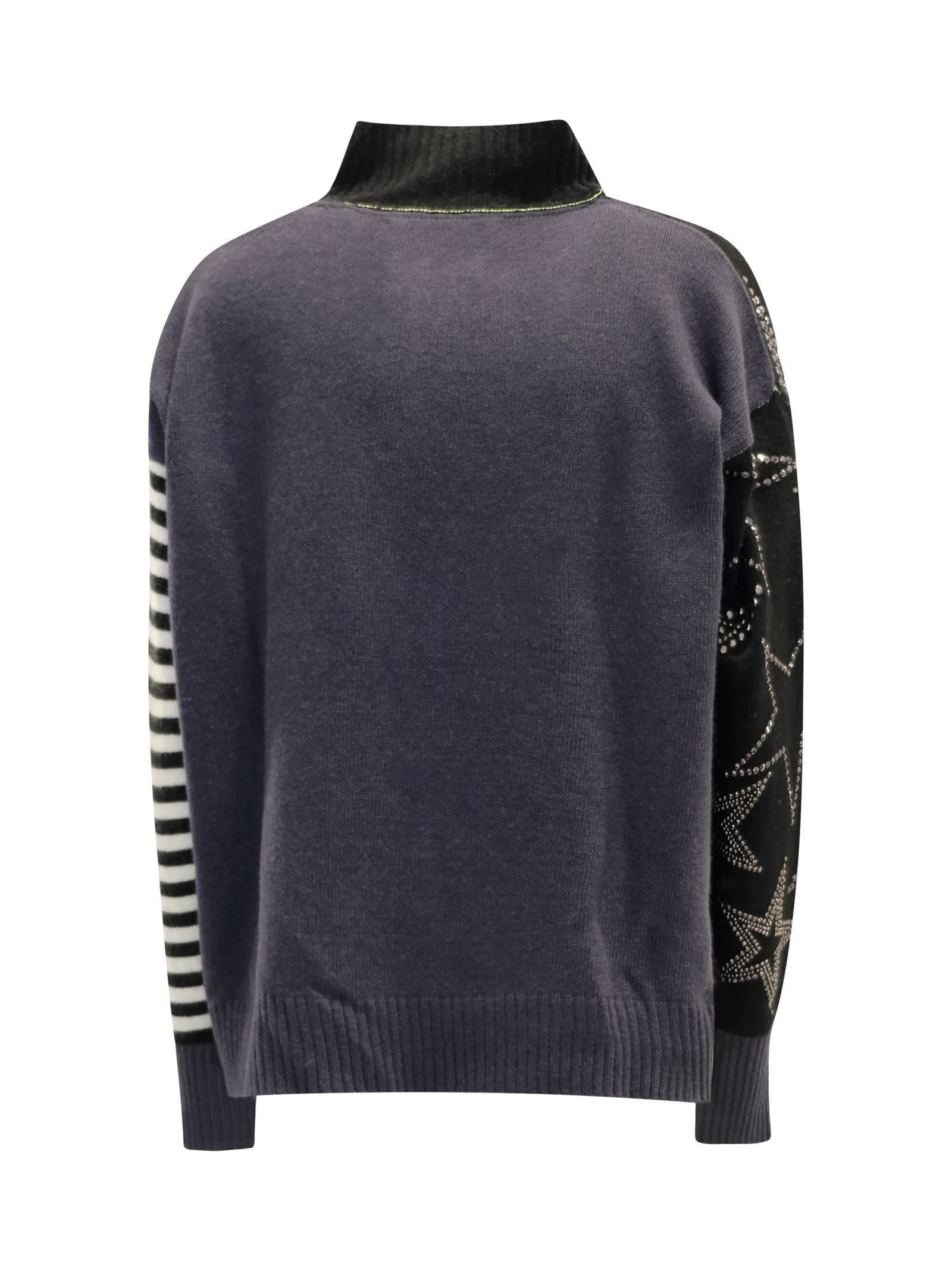 Brand Unique Grey Wool Sweater In Grey