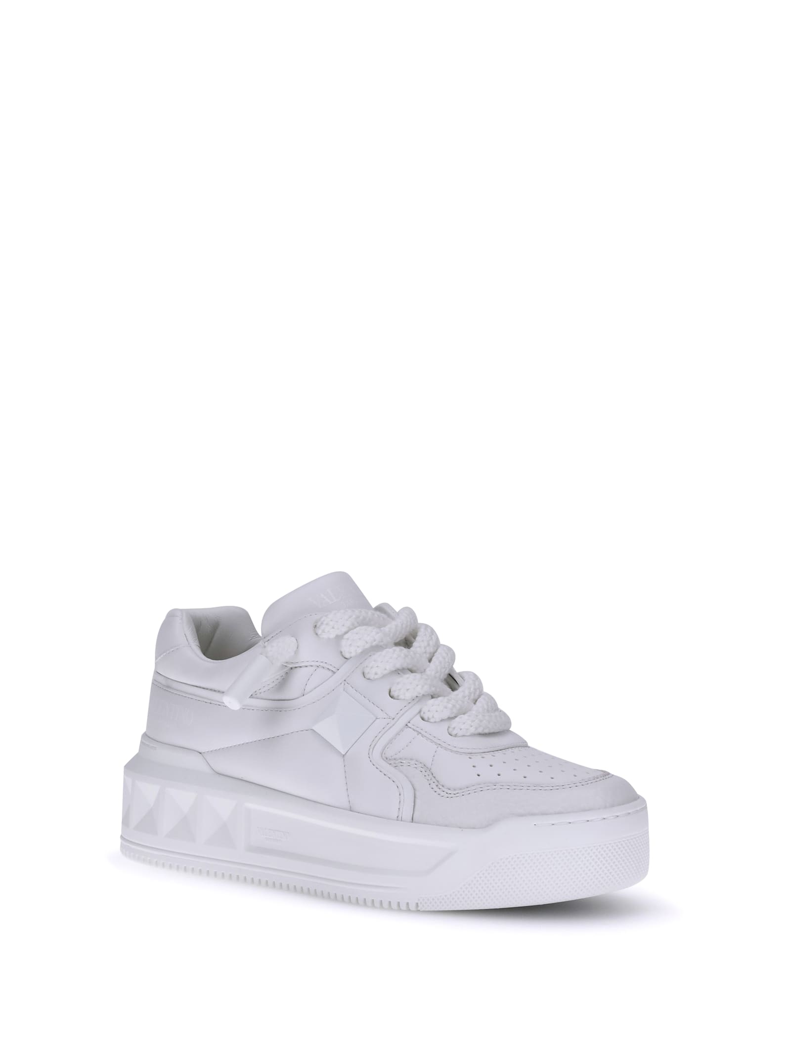 Valentino Xl Leather Sneakers Rubber Studs In White