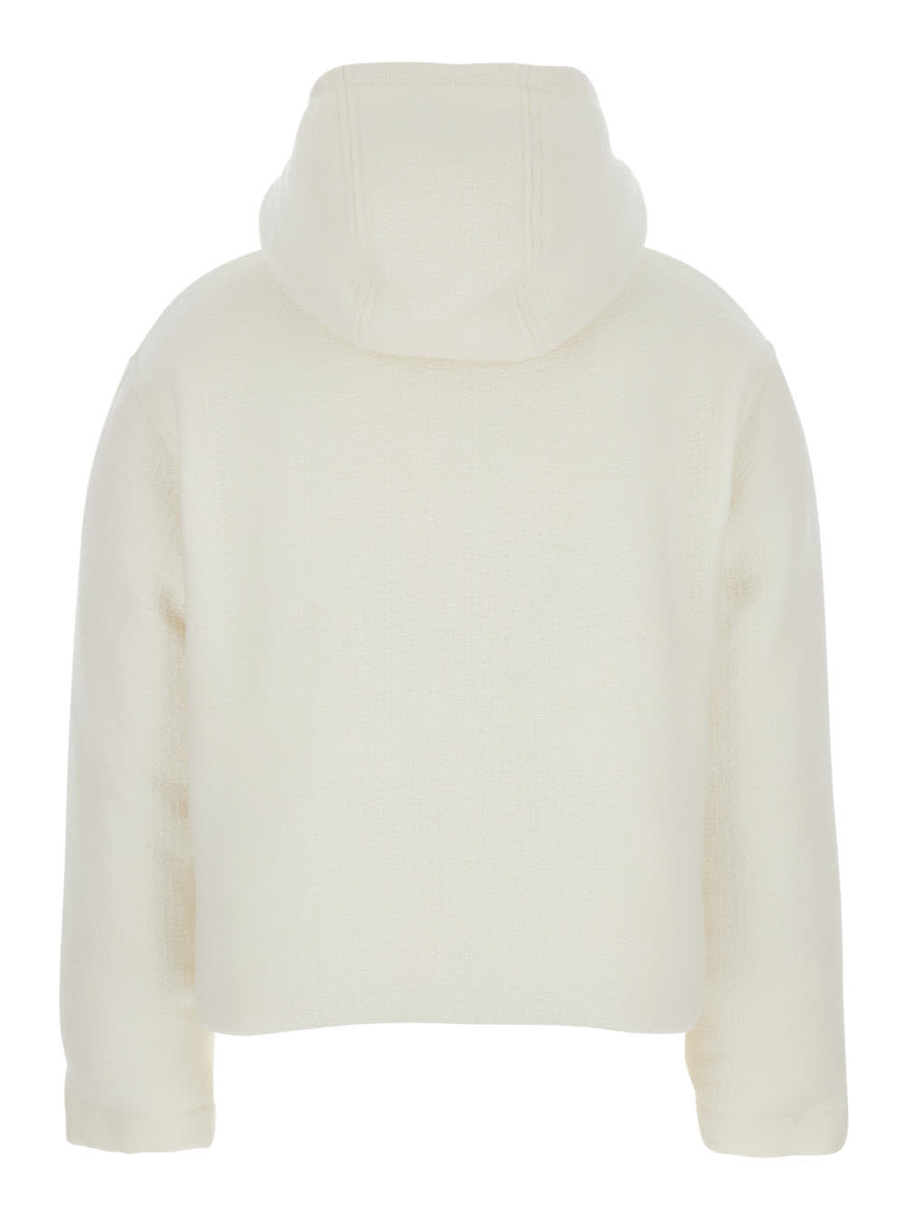 Gucci White Wool Bomber Jacket With Fixed Hood And Logo Lettering On The Front In Gray