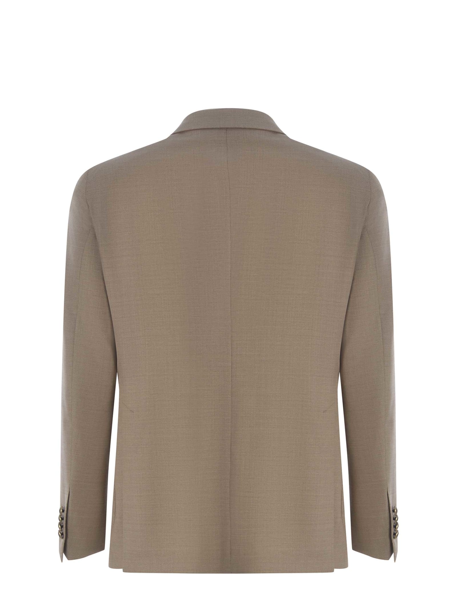 Shop Tagliatore Single-breasted Jacket  Made Of Fresh Wool In Beige