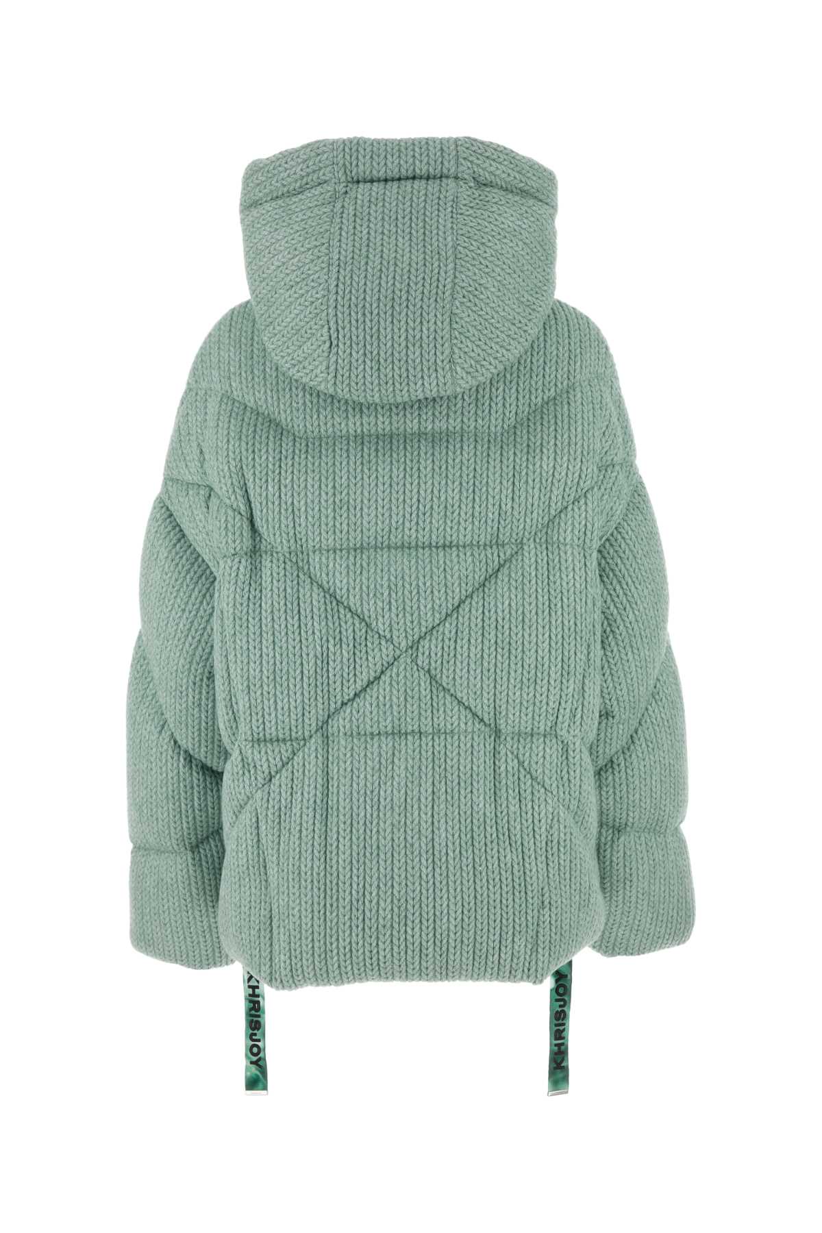 Shop Khrisjoy Mint Green Knit Puff Down Jacket