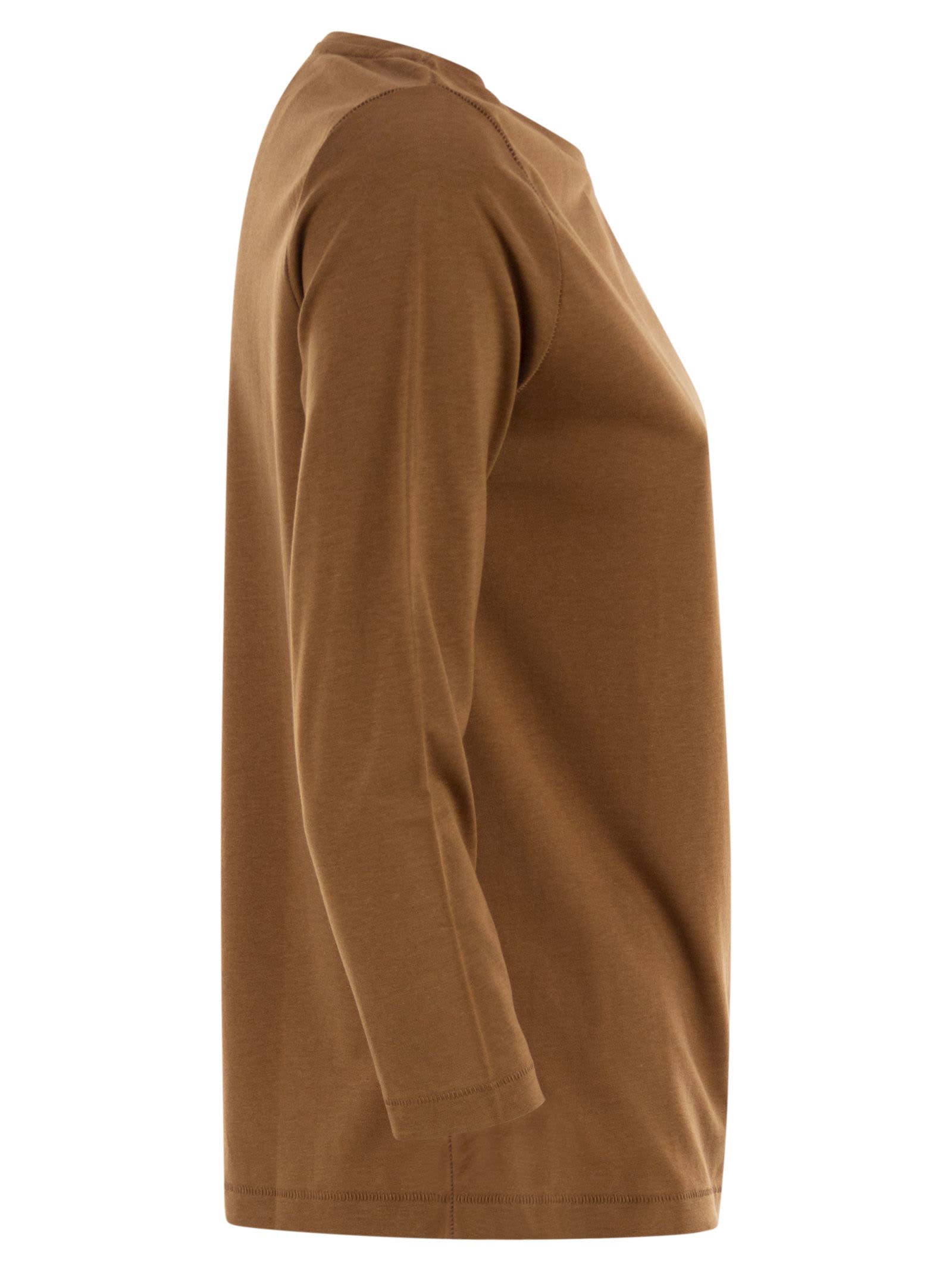 Majestic T-shirt With 3/4 Sleeves In Brown