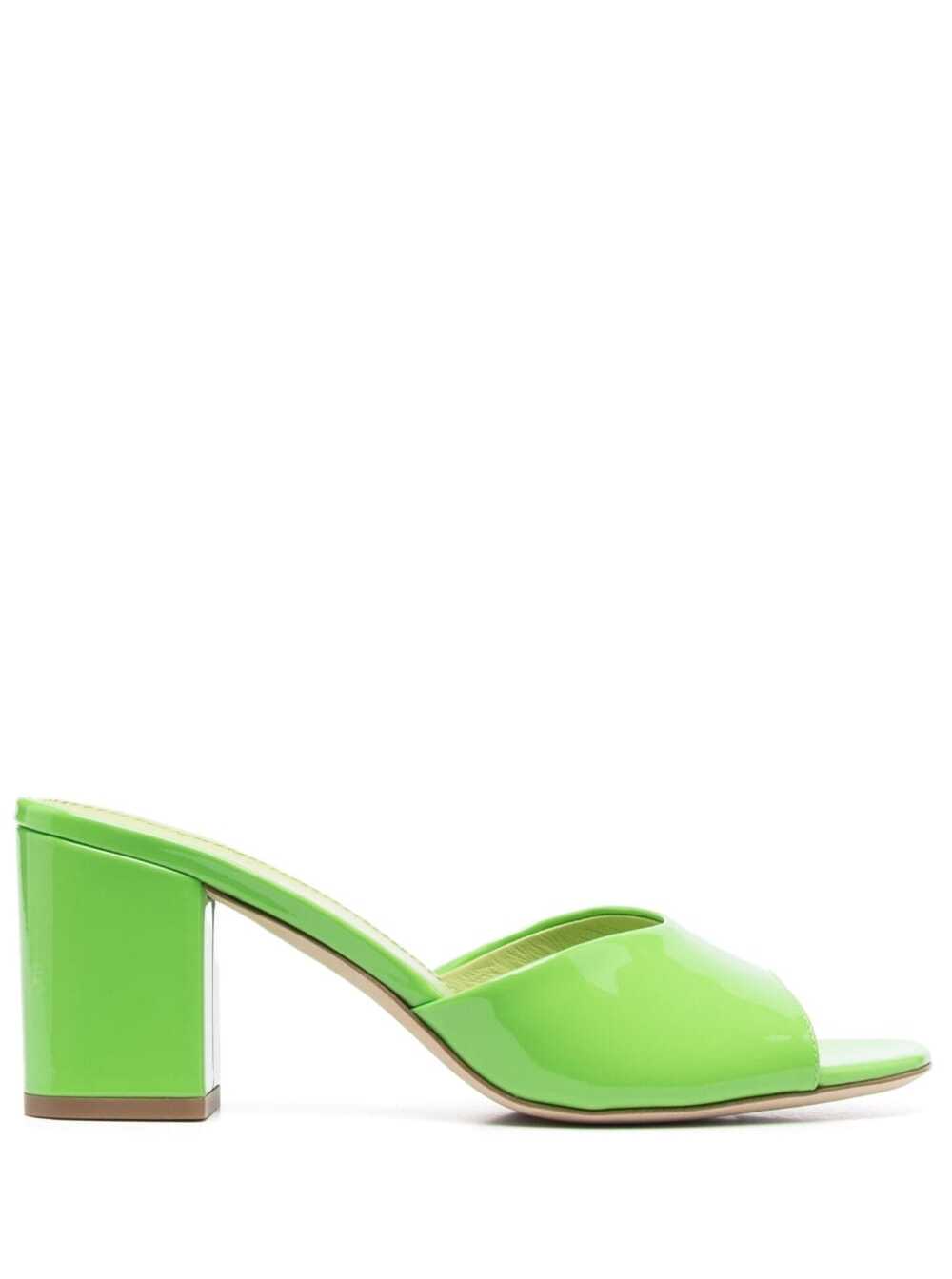 Shop Paris Texas Anja Green Mules With Block Heel In Patent Leather Woman