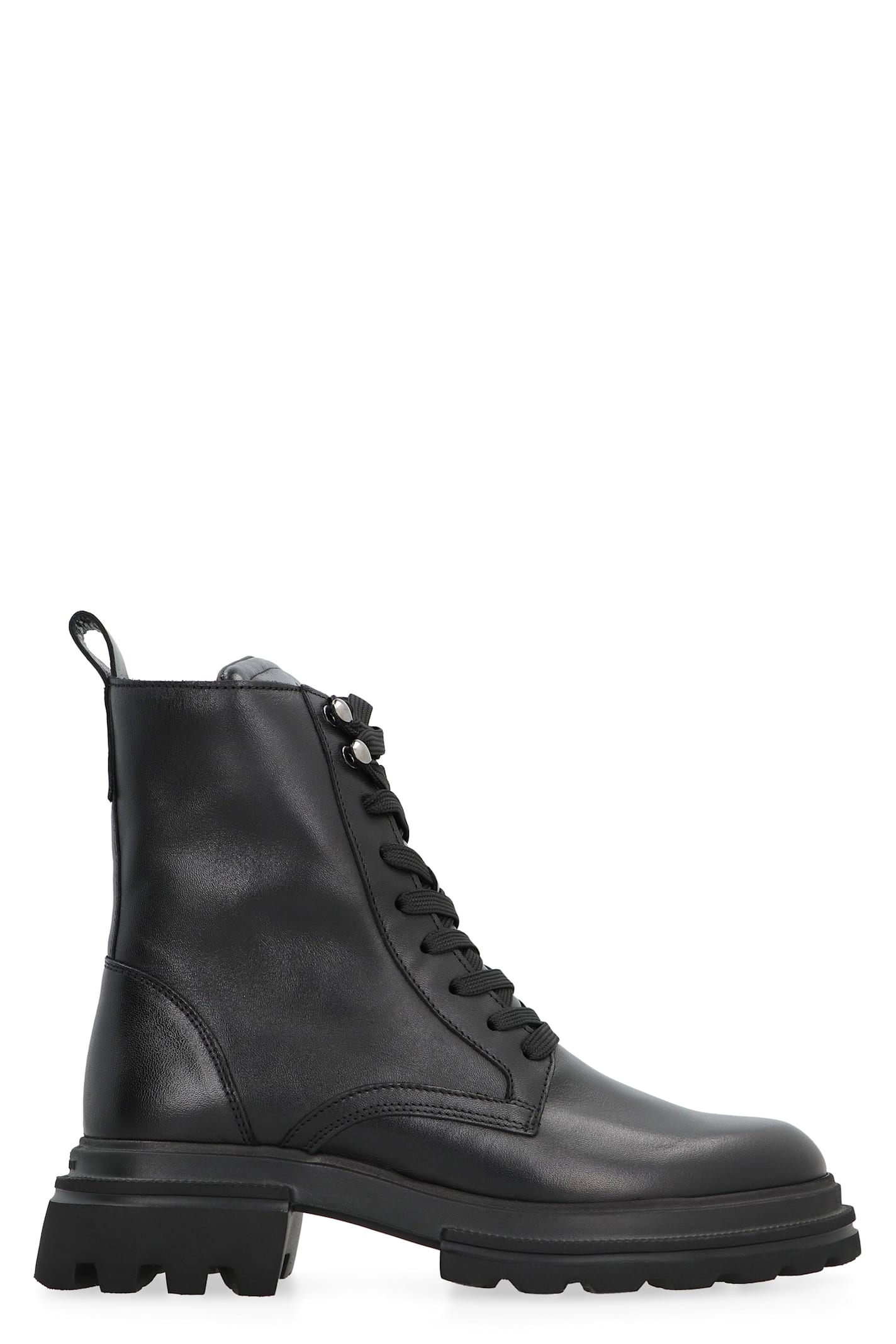 Shop Hogan 10-storey Leather Combat Boots In Black