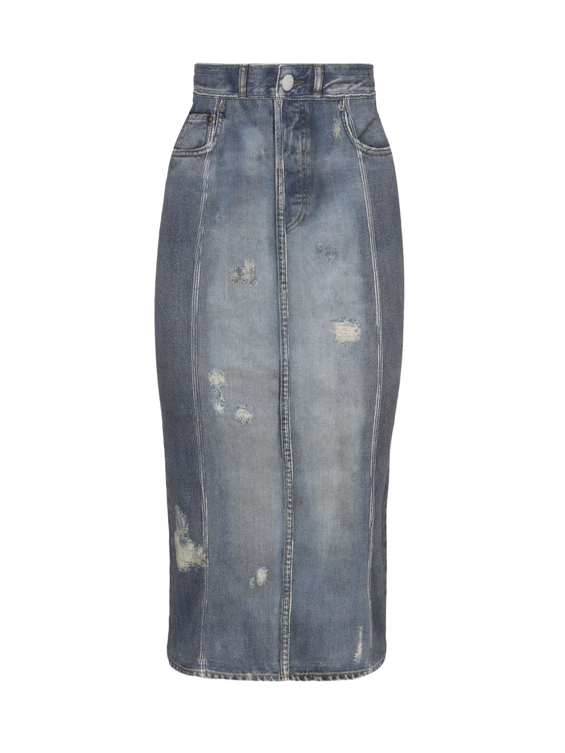 Shop Acne Studios Longuette Denim Skirt In Denim Blue