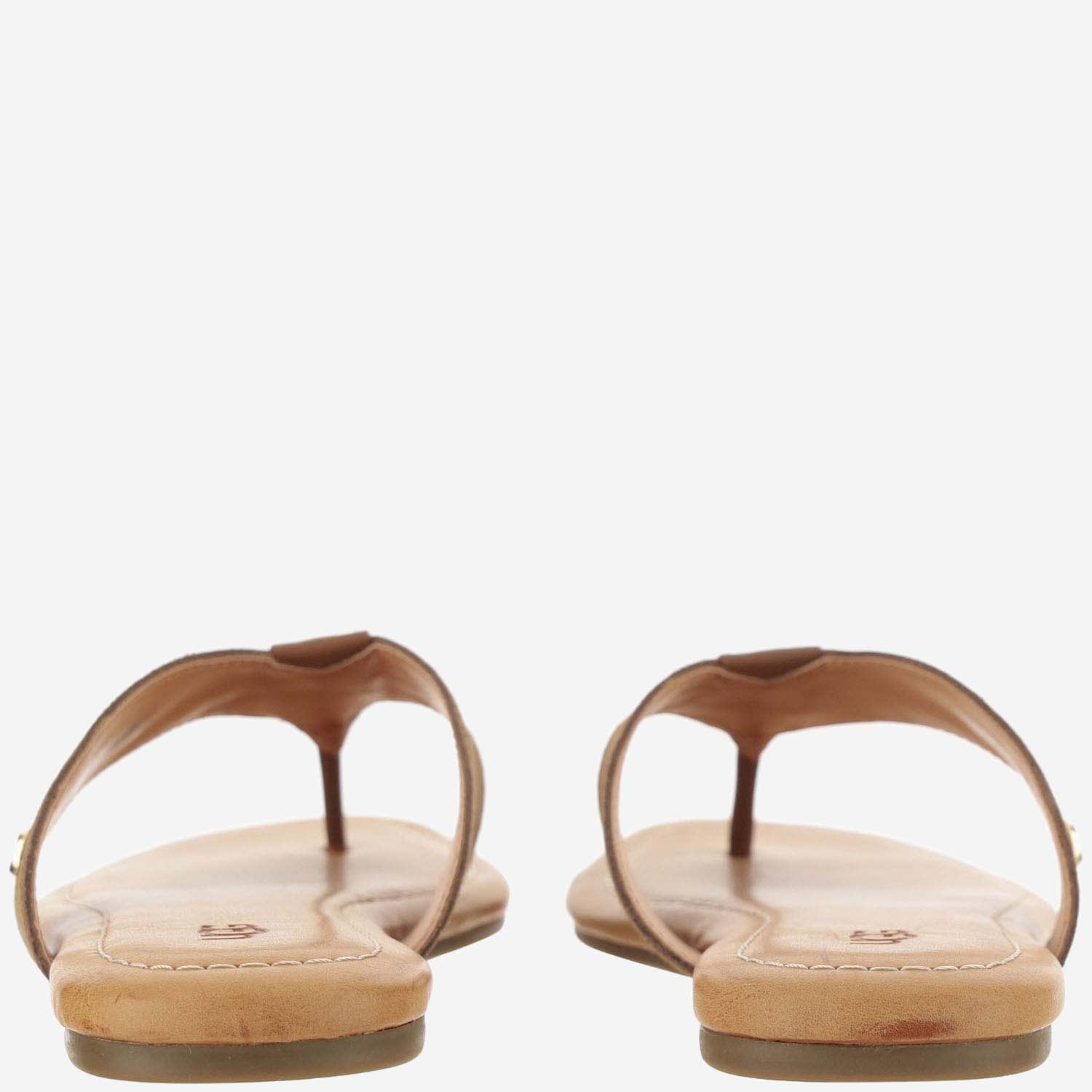 Shop Ugg Leather Sandals With Logo In Beige