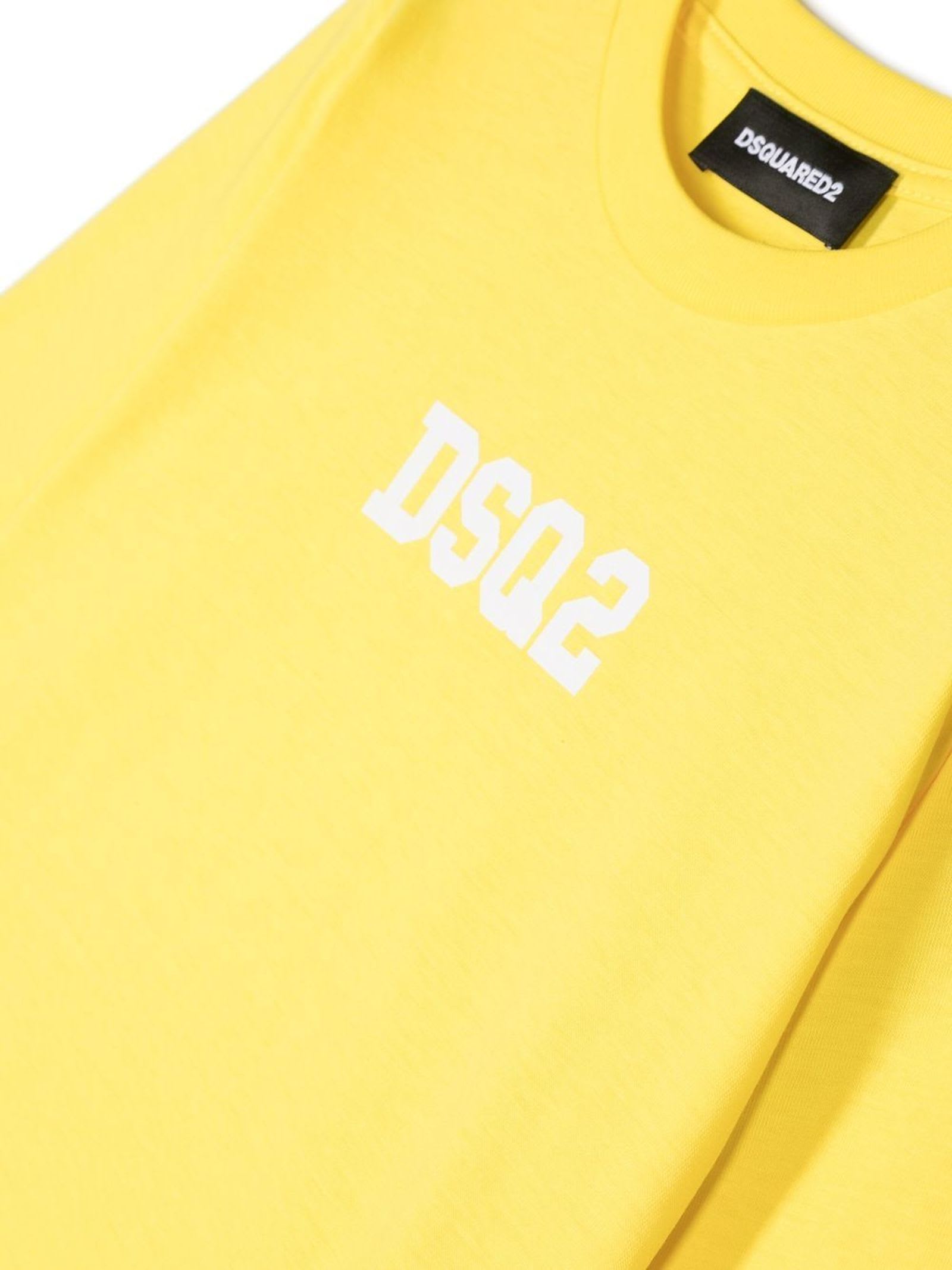 Shop Dsquared2 Yellow Cotton Tshirt In Giallo