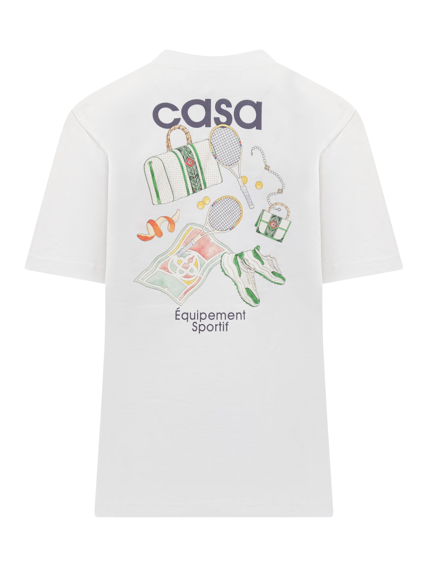 Shop Casablanca Logo Round Neck T-shirt In White