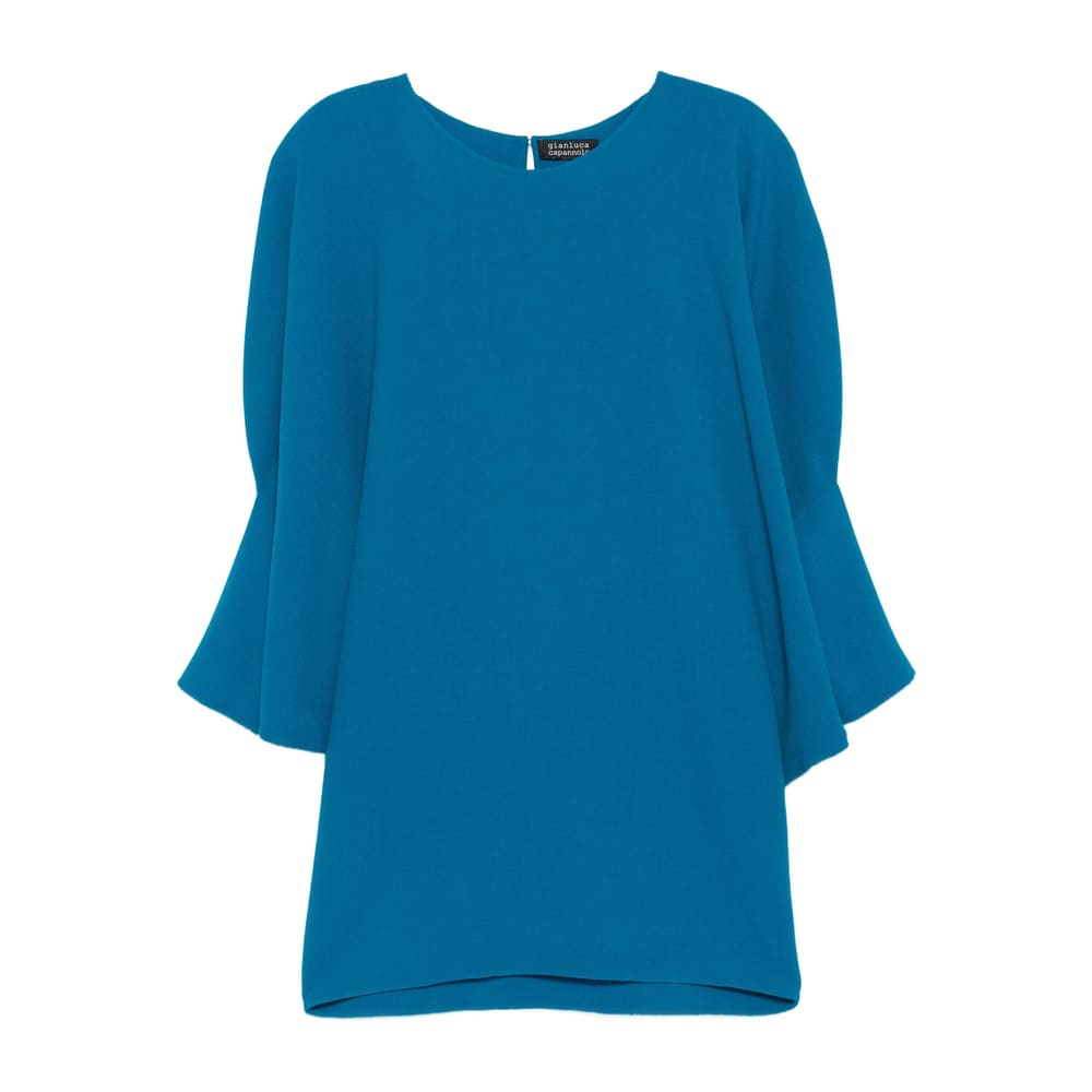 Gianluca Capannolo Round-neck Bell-sleeve Dress In Blue