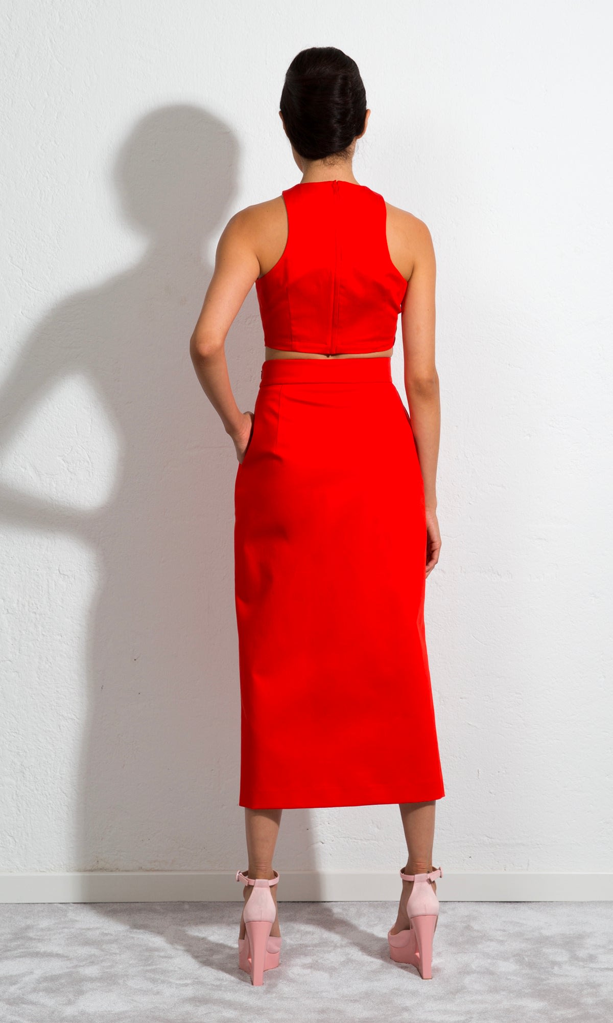 Shop Sara Battaglia Crop Top In Aperol