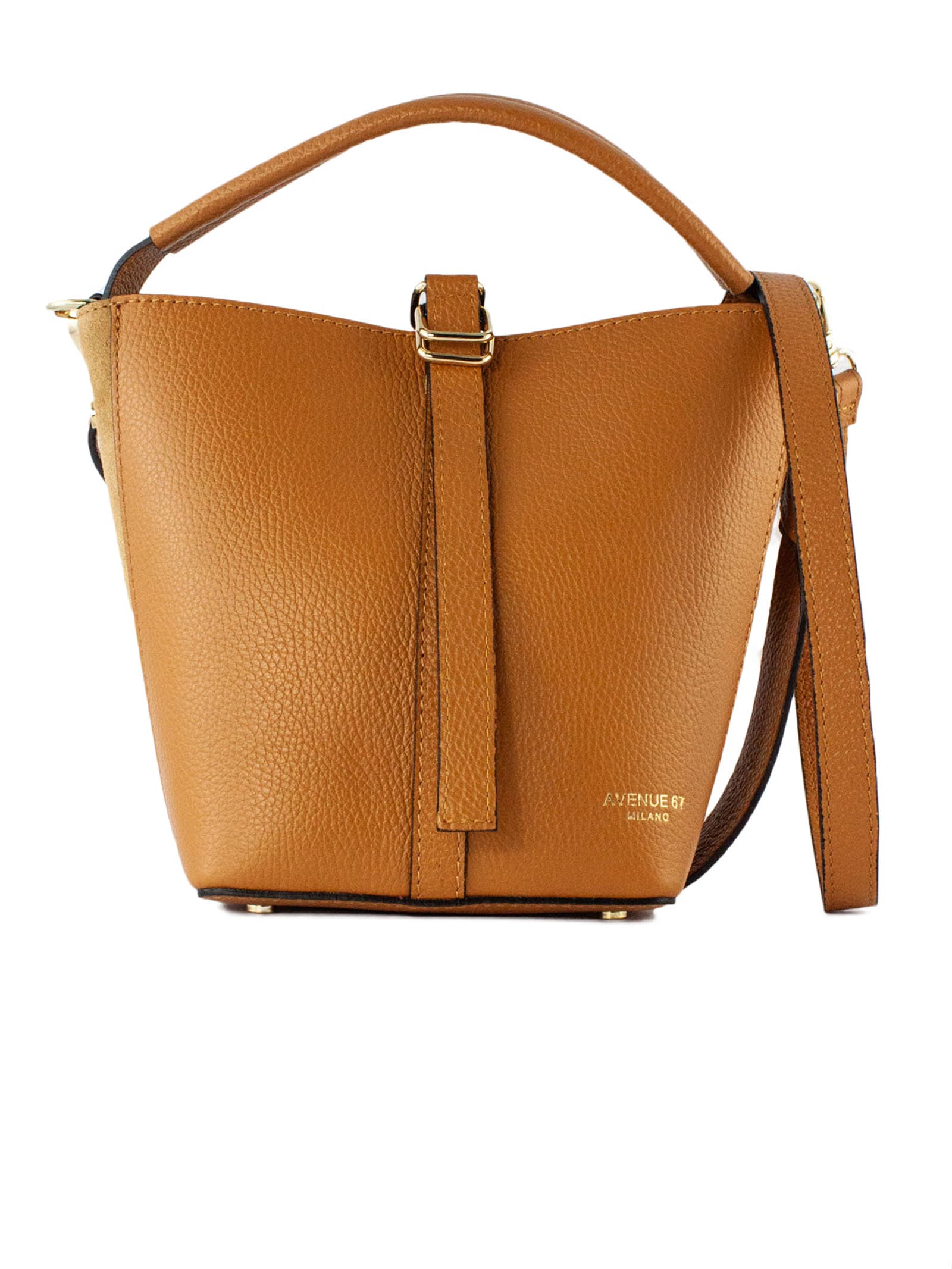 AVENUE 67 BROWN GRAINED LEATHER BAG