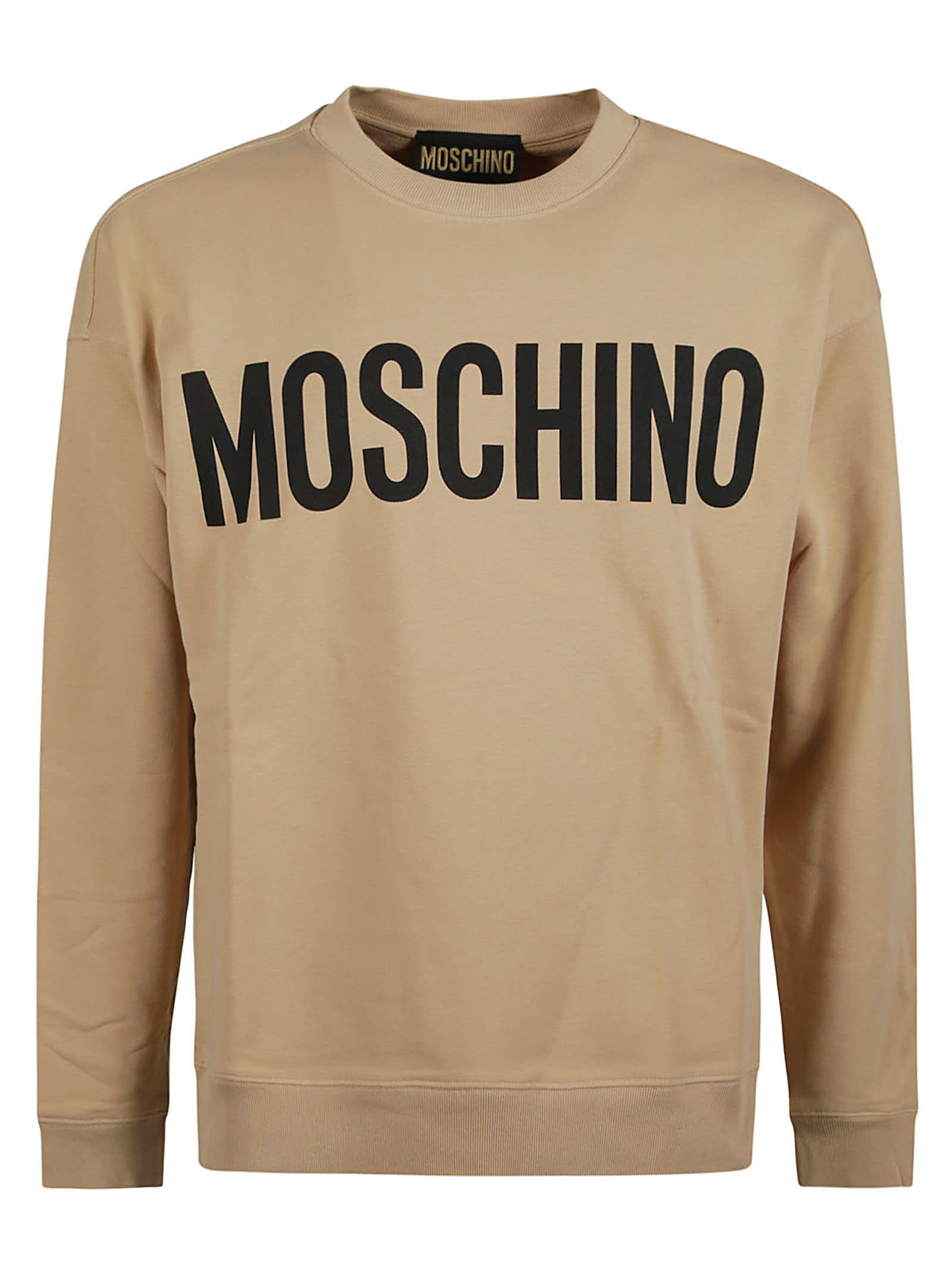 Shop Moschino Logo Sweatshirt In Beige