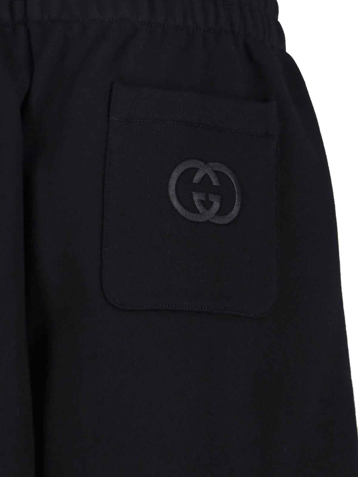 Gucci Gg Drawstring Trousers In Black
