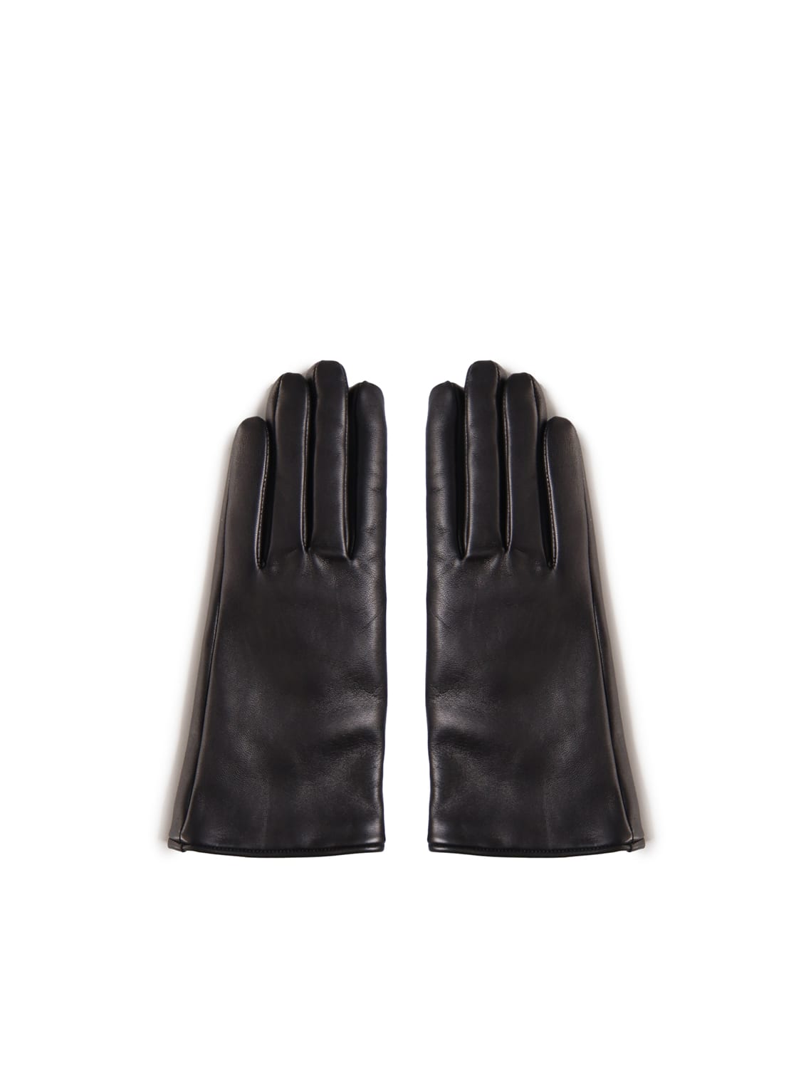 Shop Saint Laurent Cassandre Leather Gloves In Black Gold