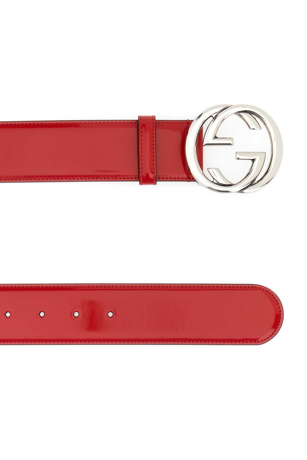 Shop Gucci Red Leather  Blondie Belt In 6404