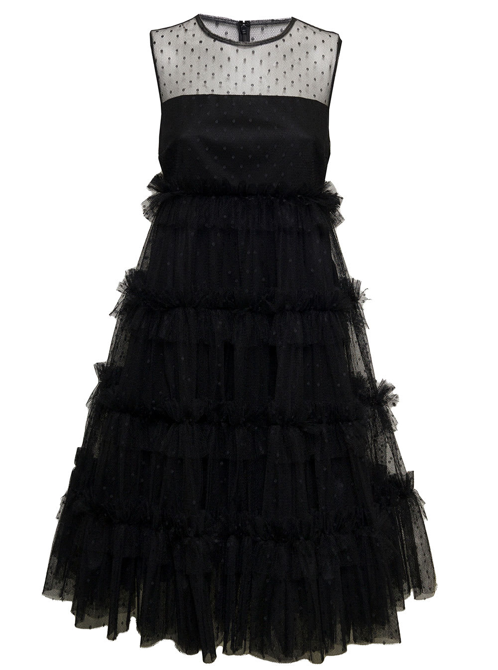 Red Valentino Womans Black Point Despirt And Tulle Dress