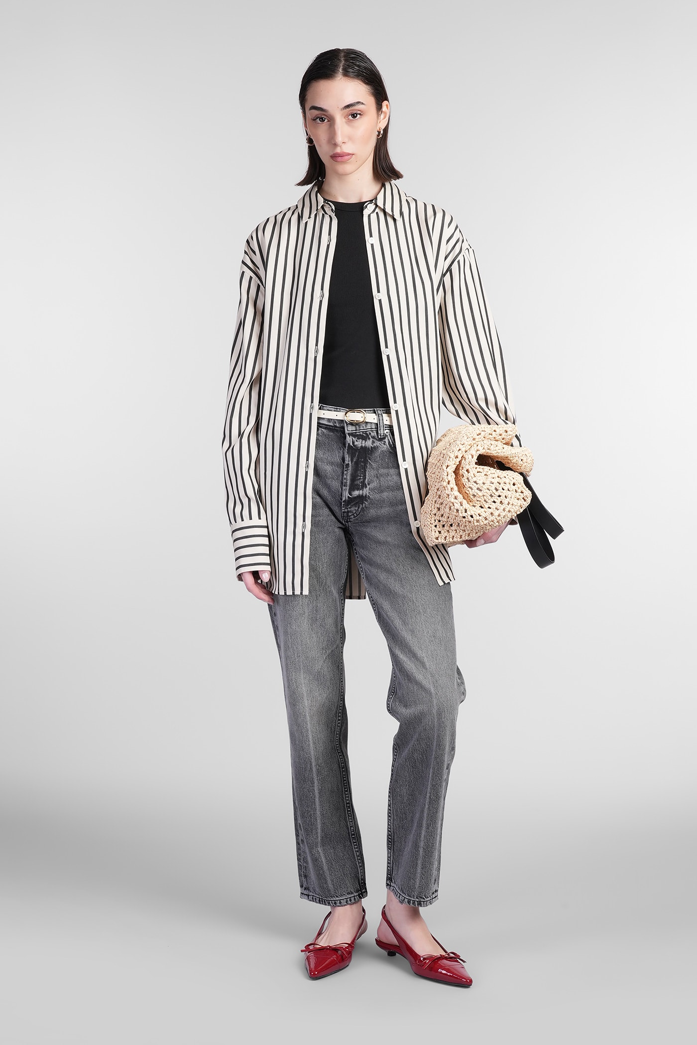 Shop Anine Bing Plaza Shirt In Beige Cotton