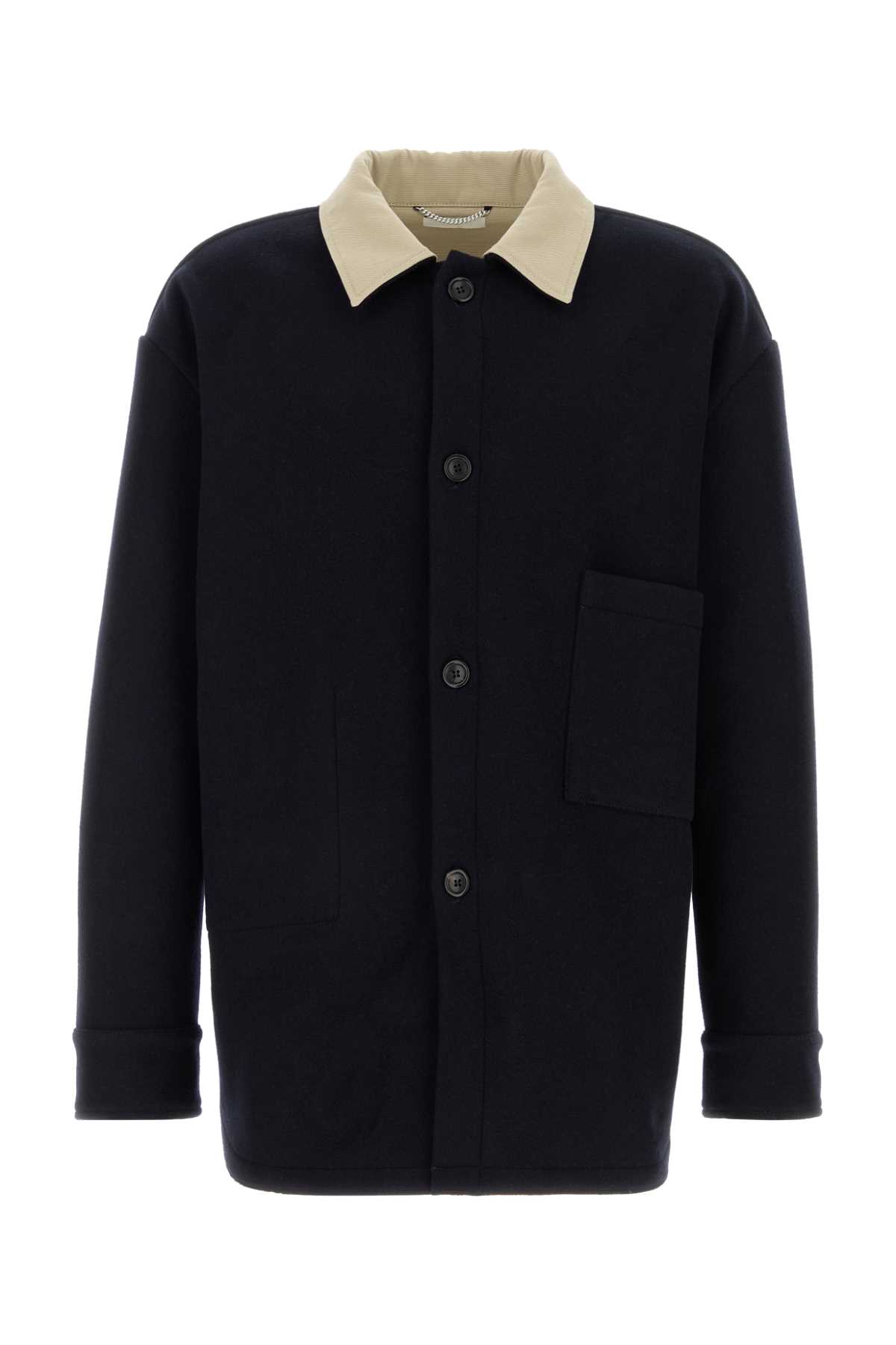 1989 Studio Wool Shirt Jacket With Contrast Collar In Black