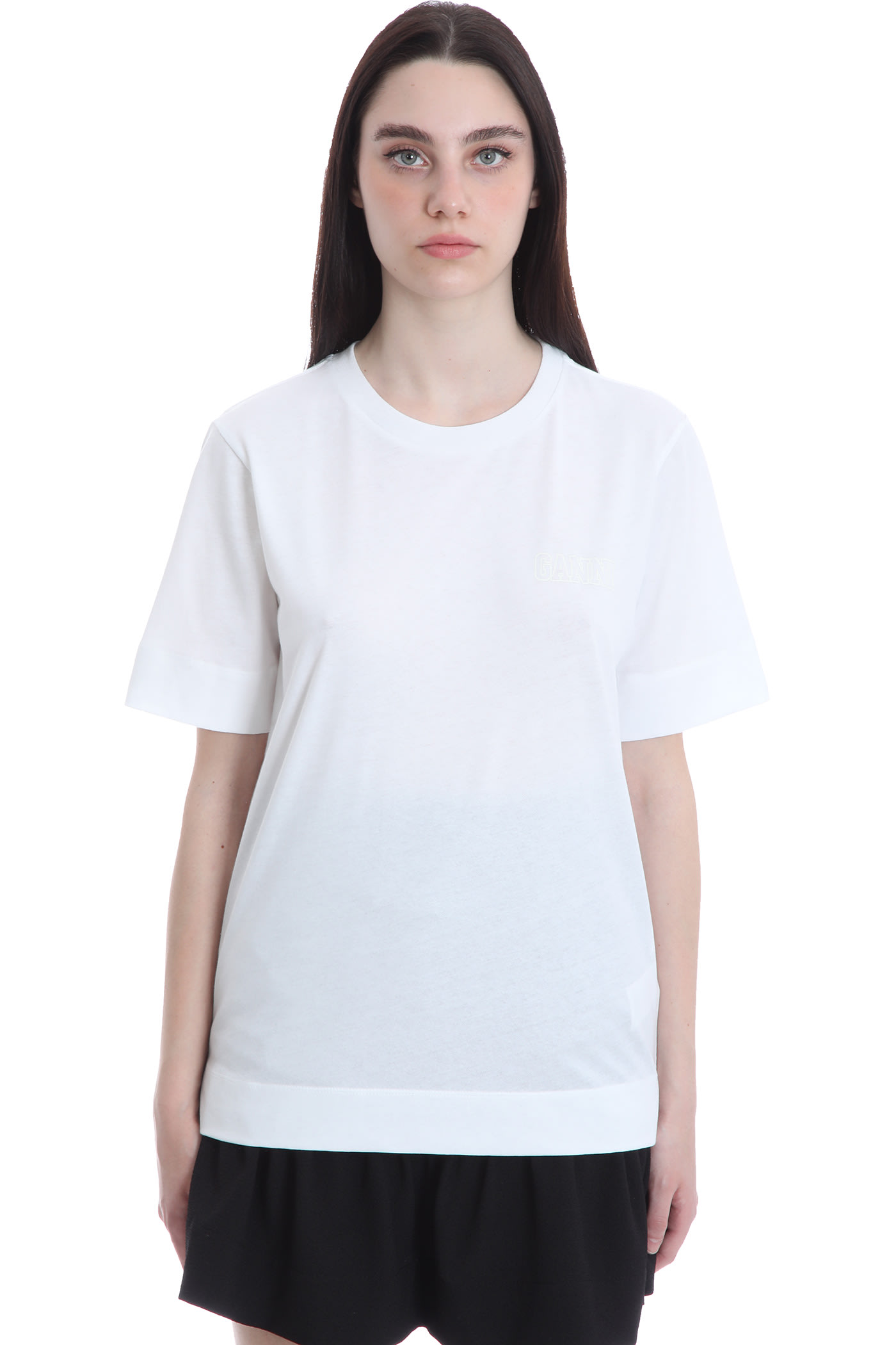 Ganni T-shirt In White Cotton