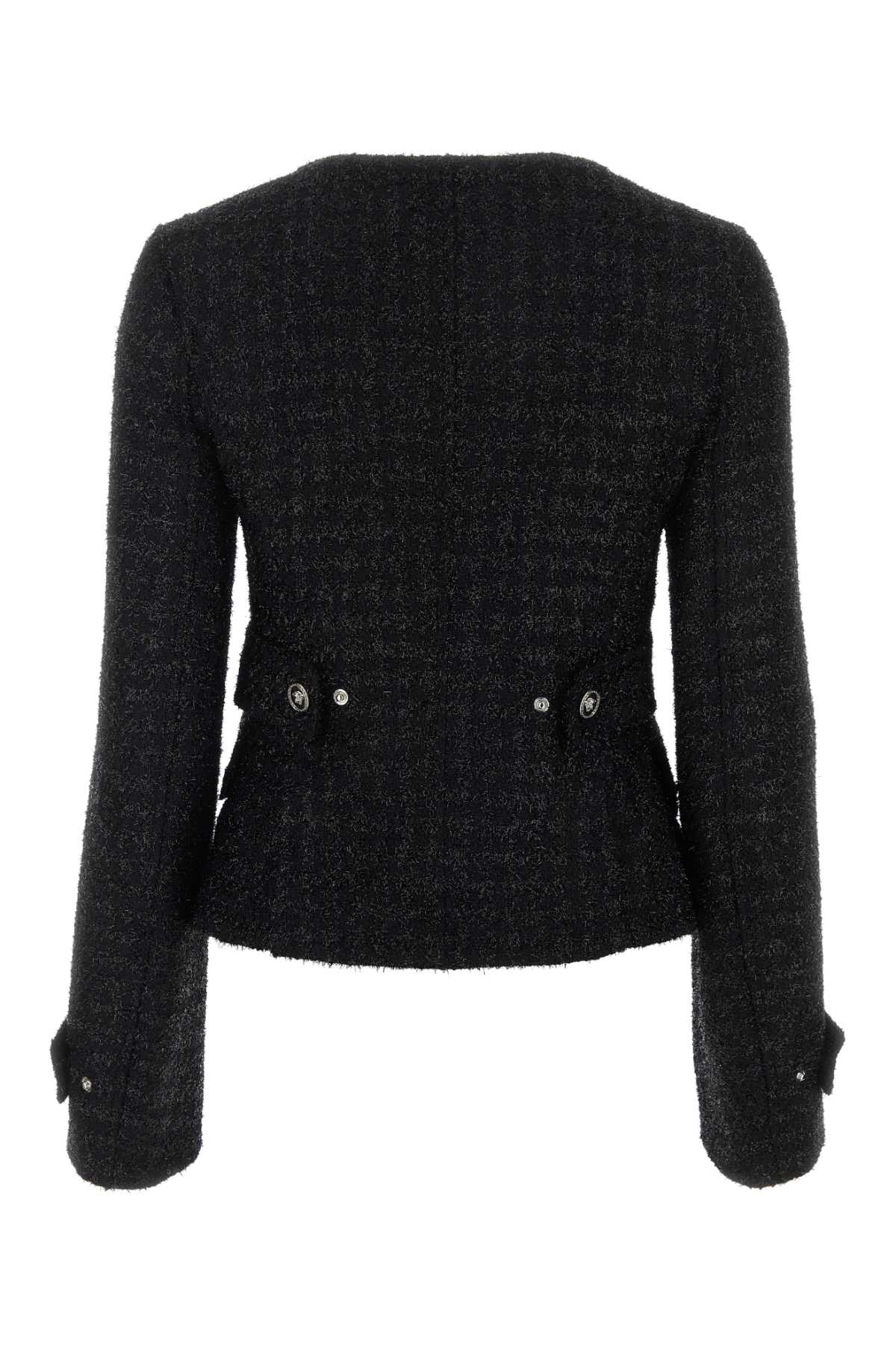 Shop Versace Black Tweed Blazer In 1b000