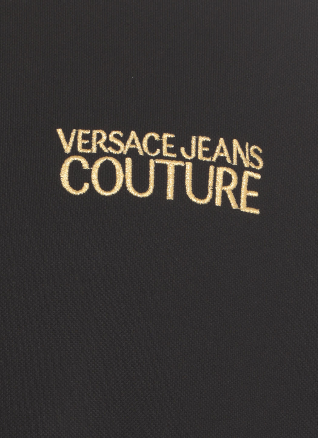 Shop Versace Jeans Couture Polo Shirt With Baroque Details In Black