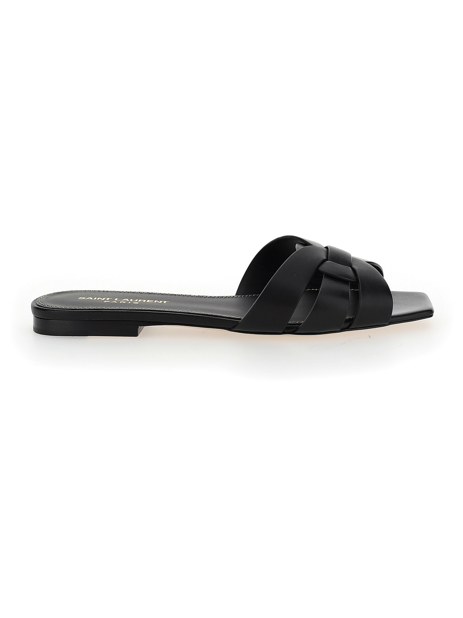 Shop Saint Laurent Tribute 05 Flat Sandals In Black