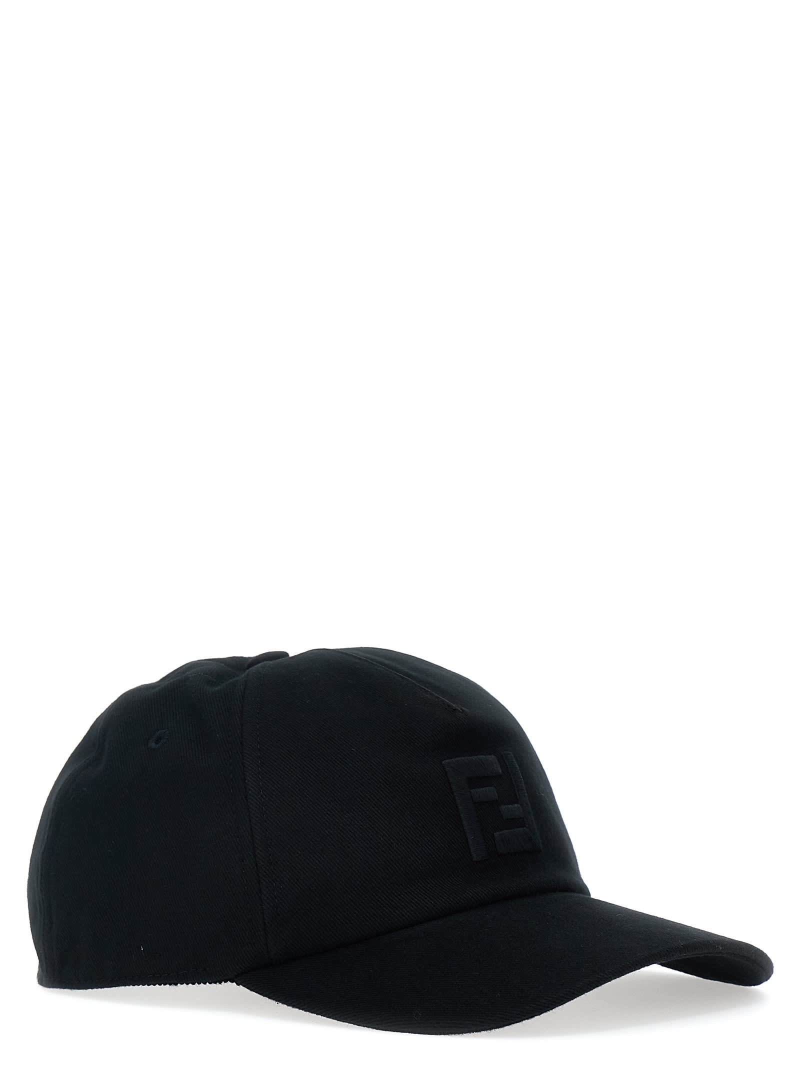 Shop Fendi Logo Embroidery Cap In Black