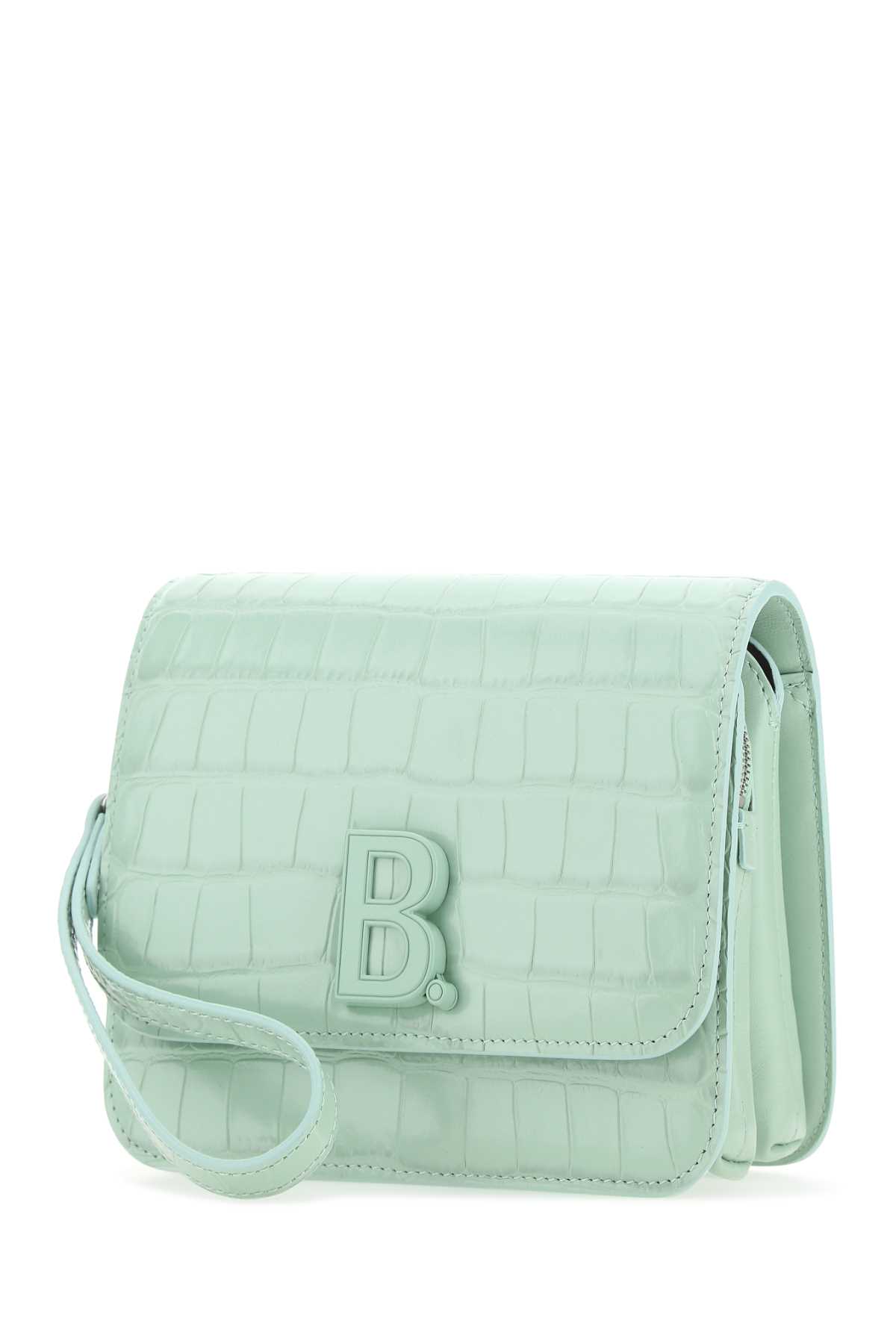 Shop Balenciaga Sea Green Leather Small B Crossbody Bag In 3906