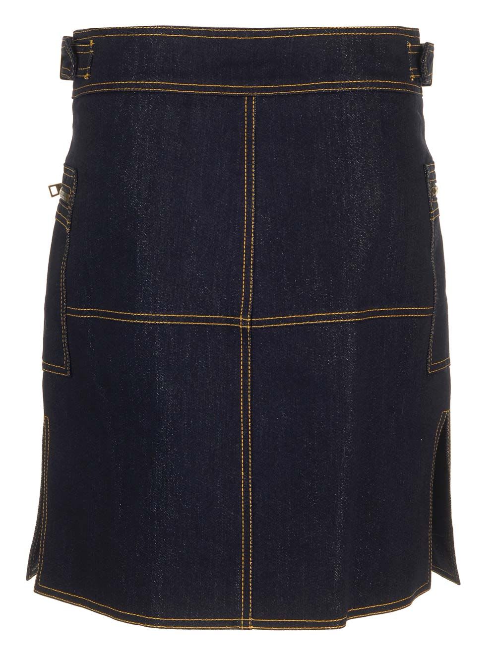 Shop Etro Stretch Denim Skirt In Blue