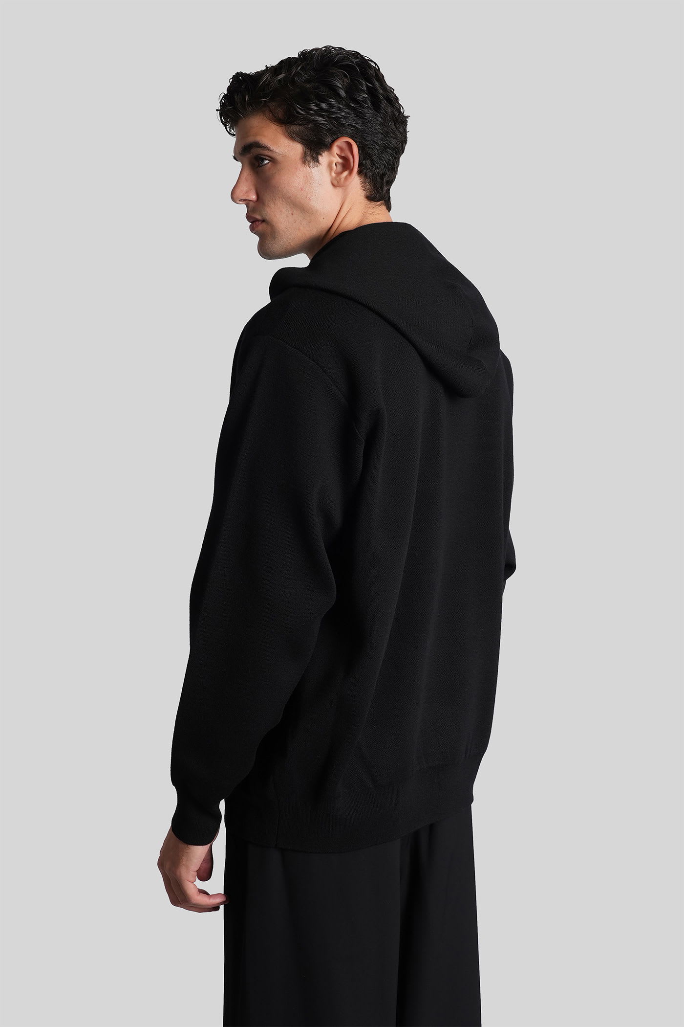 Attachment Sweatshirt In Black Wool In Black
