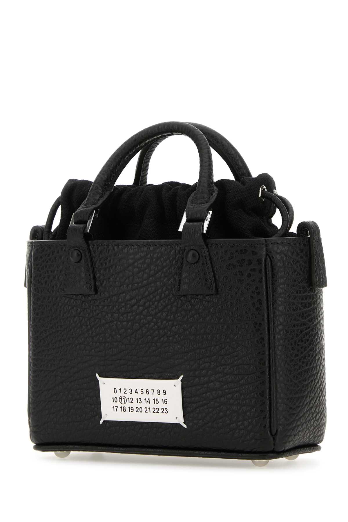 Shop Maison Margiela Black Leather 5ac Tote Horizontal Handbag
